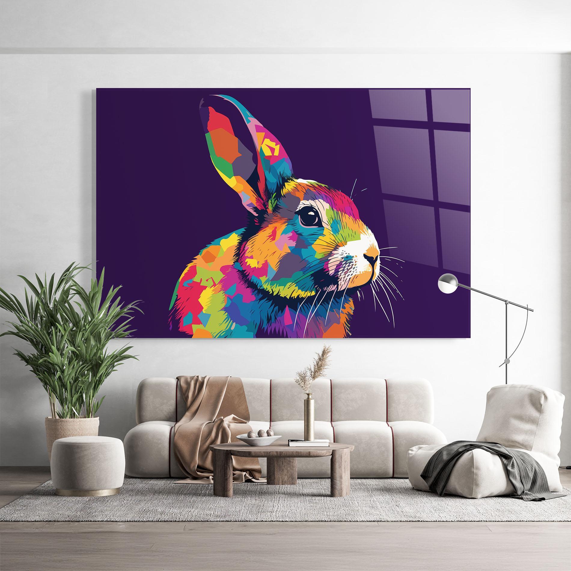 Glasbild Bunny On Purple mockup 9