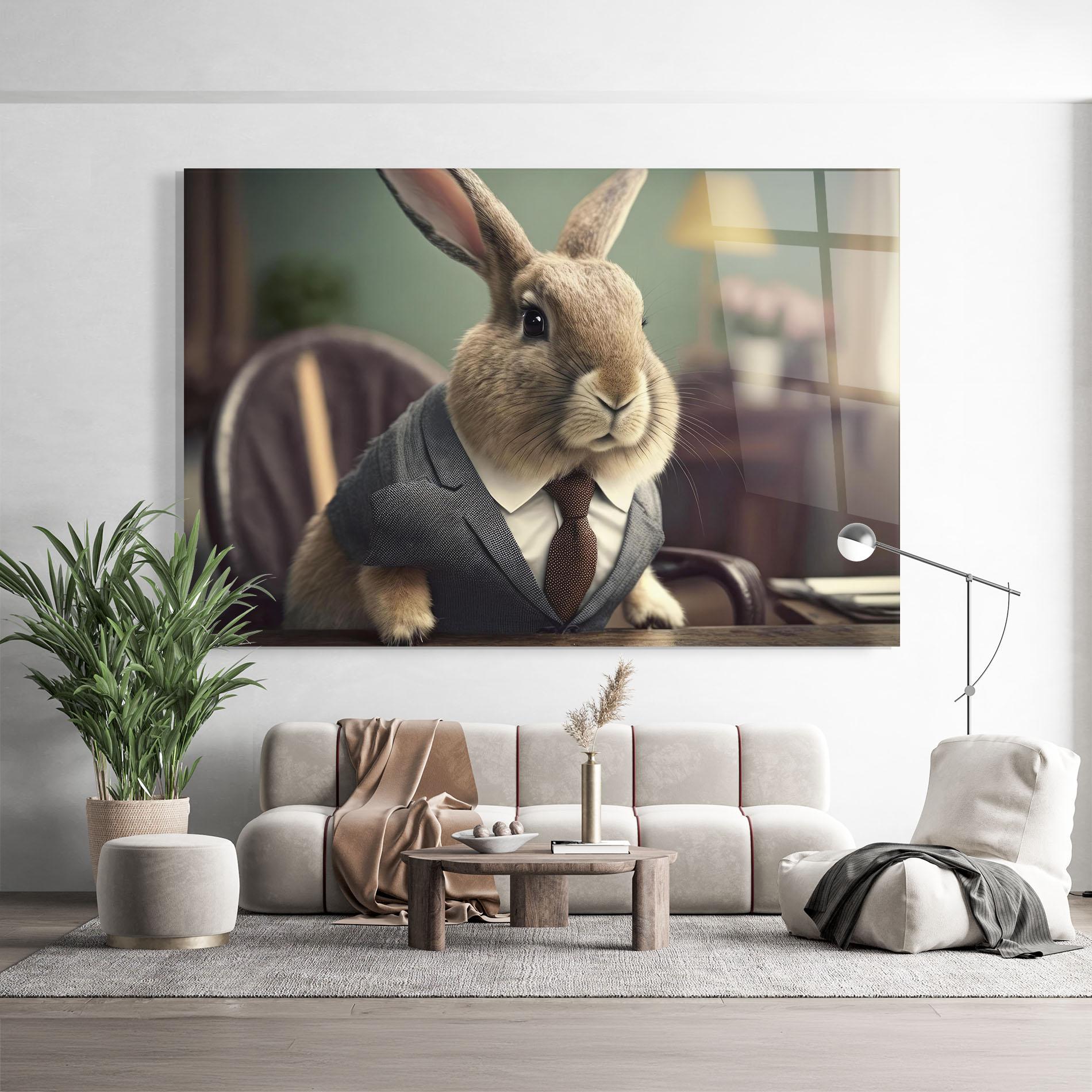 Glasbild Business Suit Bunny mockup 9