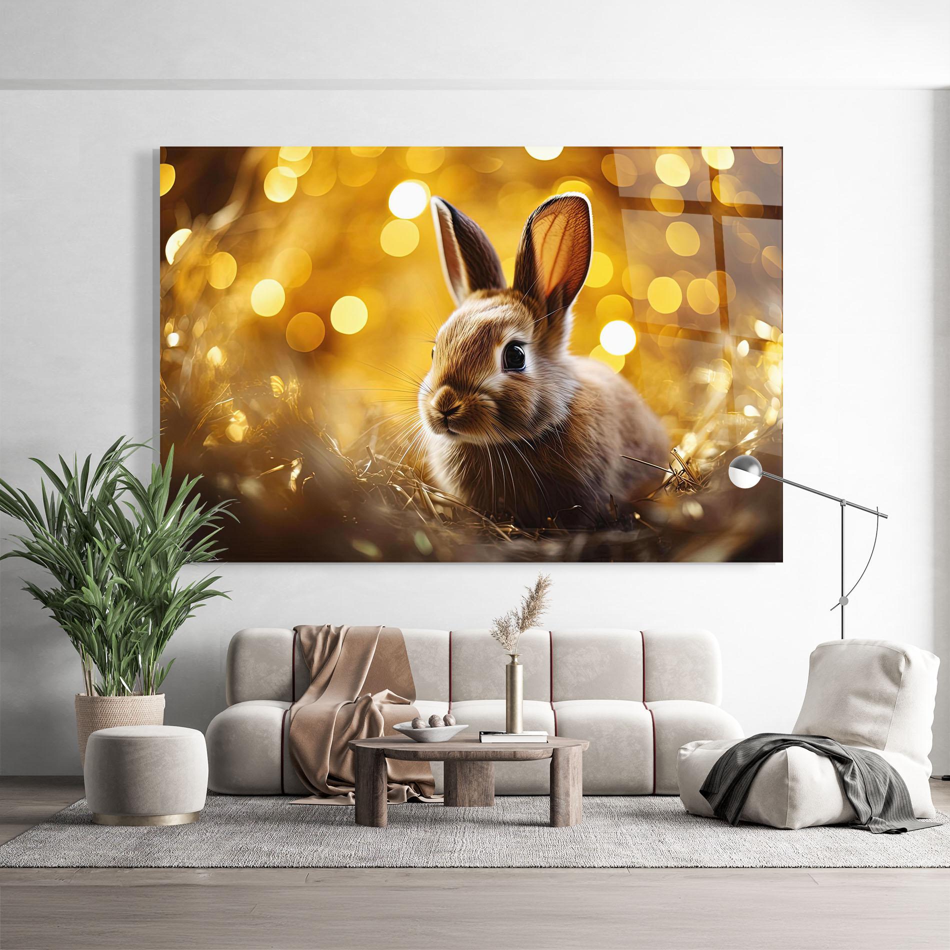 Glasbild Gold Lights Bunny mockup 9