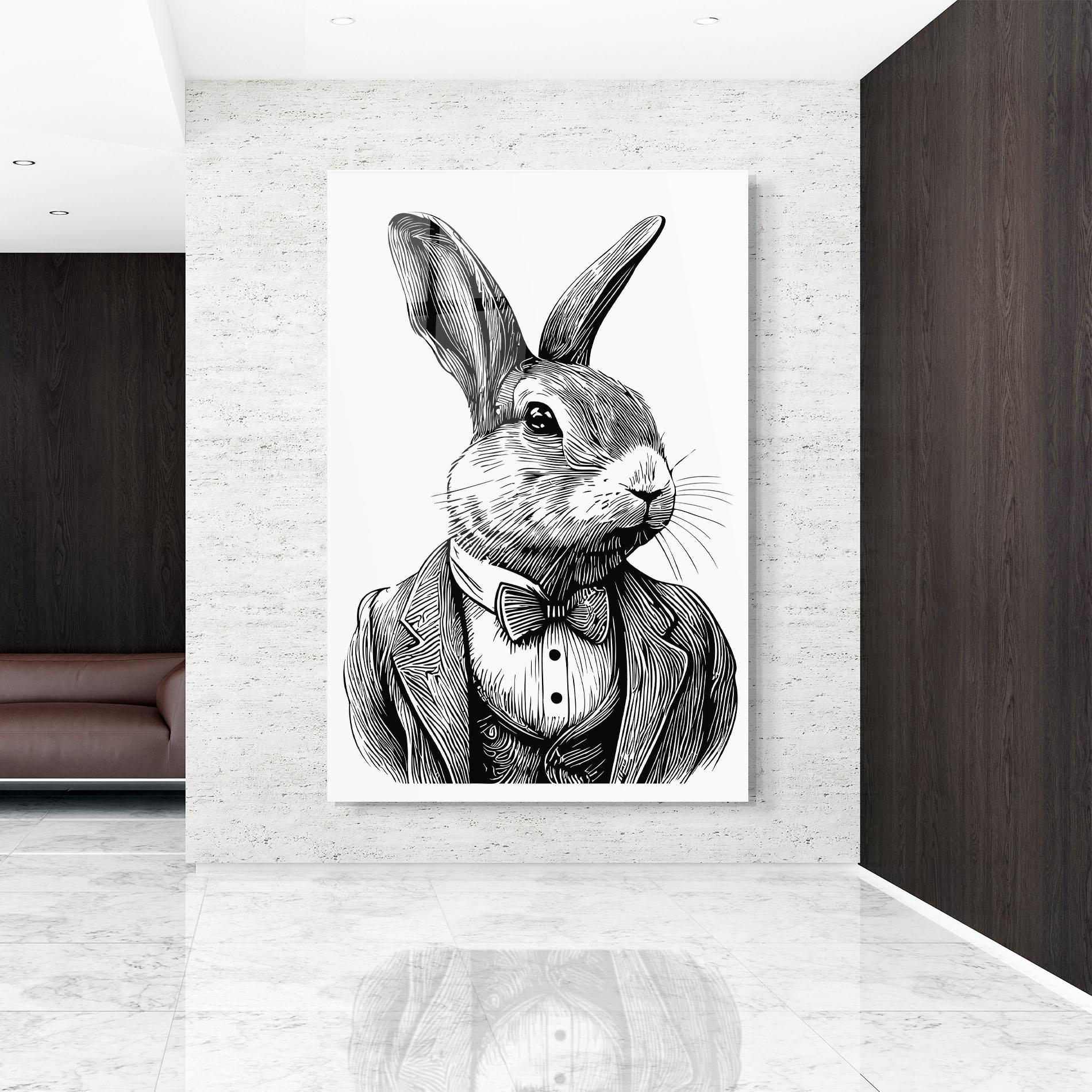 Glasbild Bunny In Suit mockup 9
