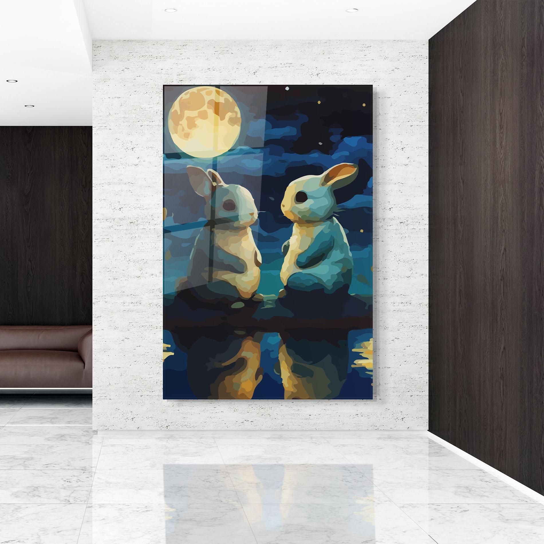 Glasbild Full Moon Bunny mockup 9