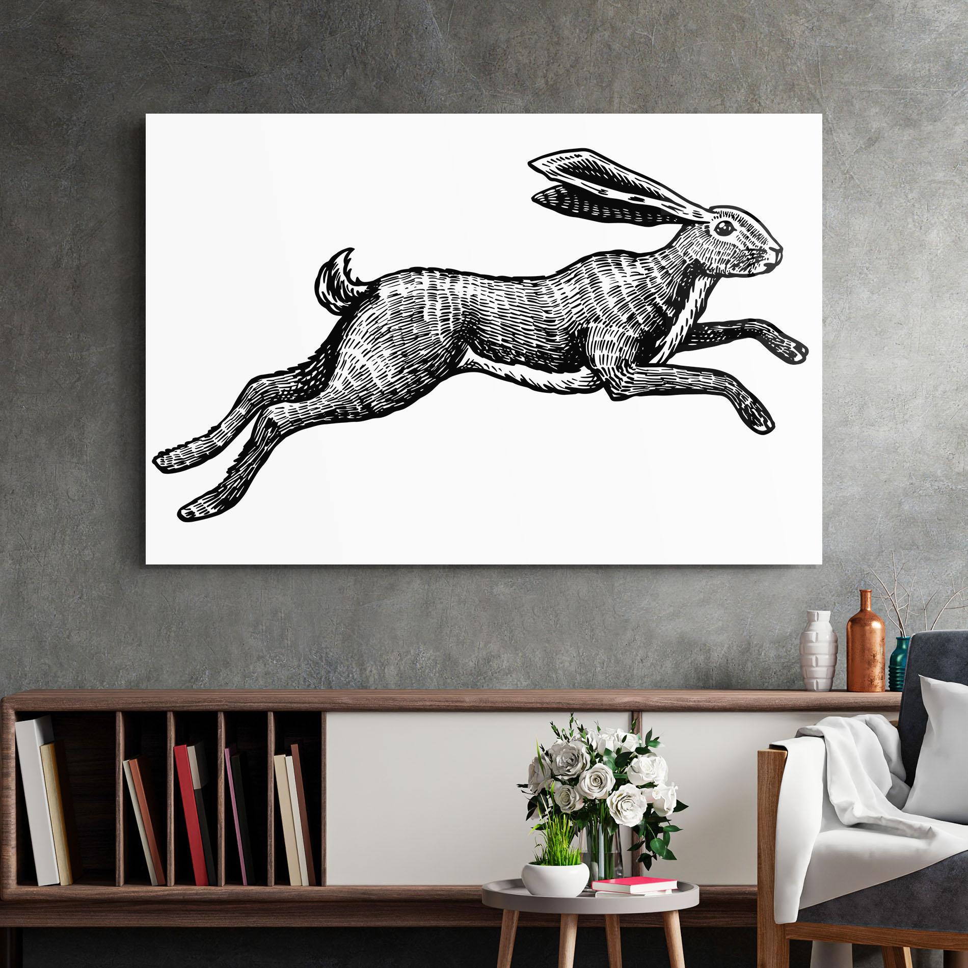 Glasbild Black Line Bunny mockup 2