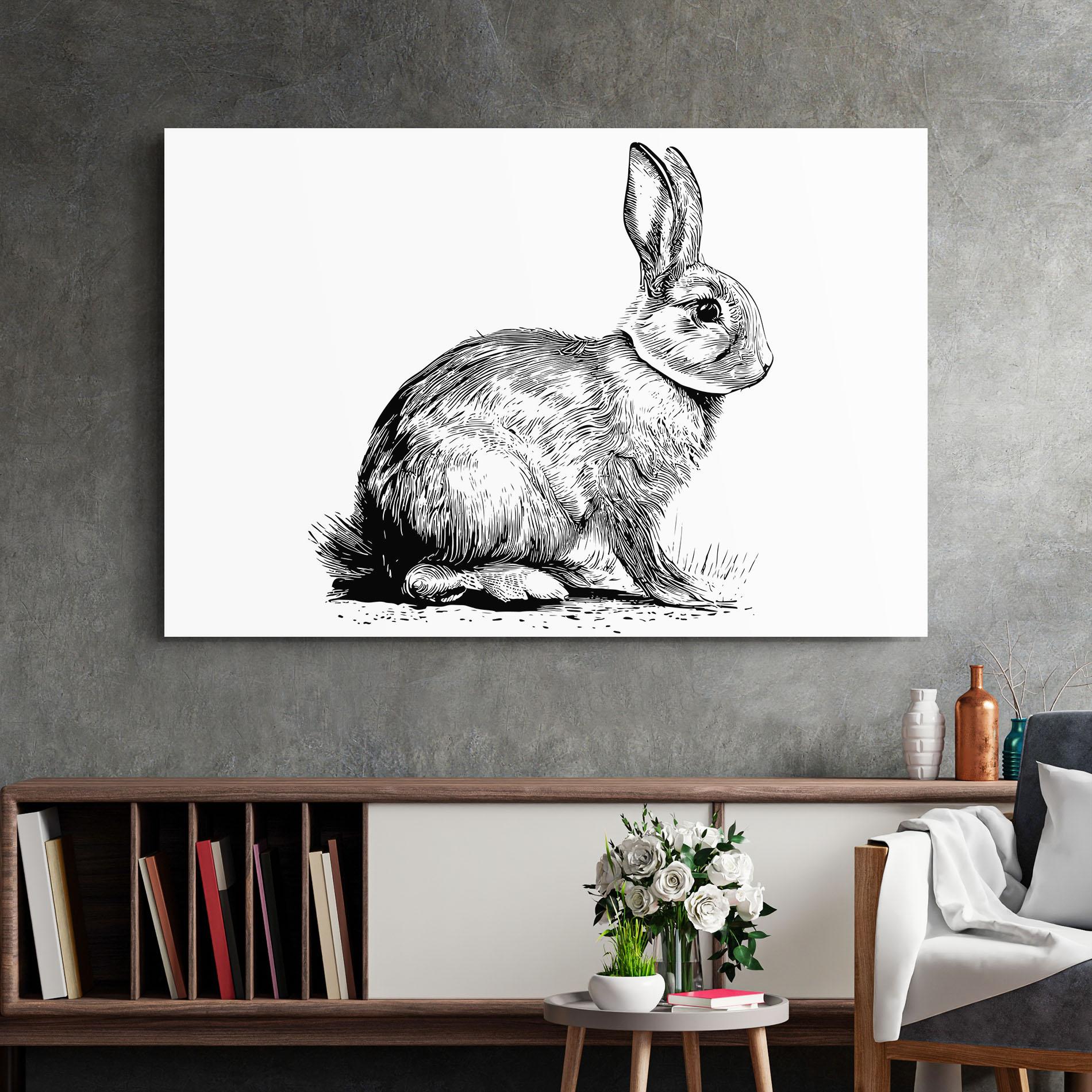 Glasbild Bunny Black Lines mockup 2