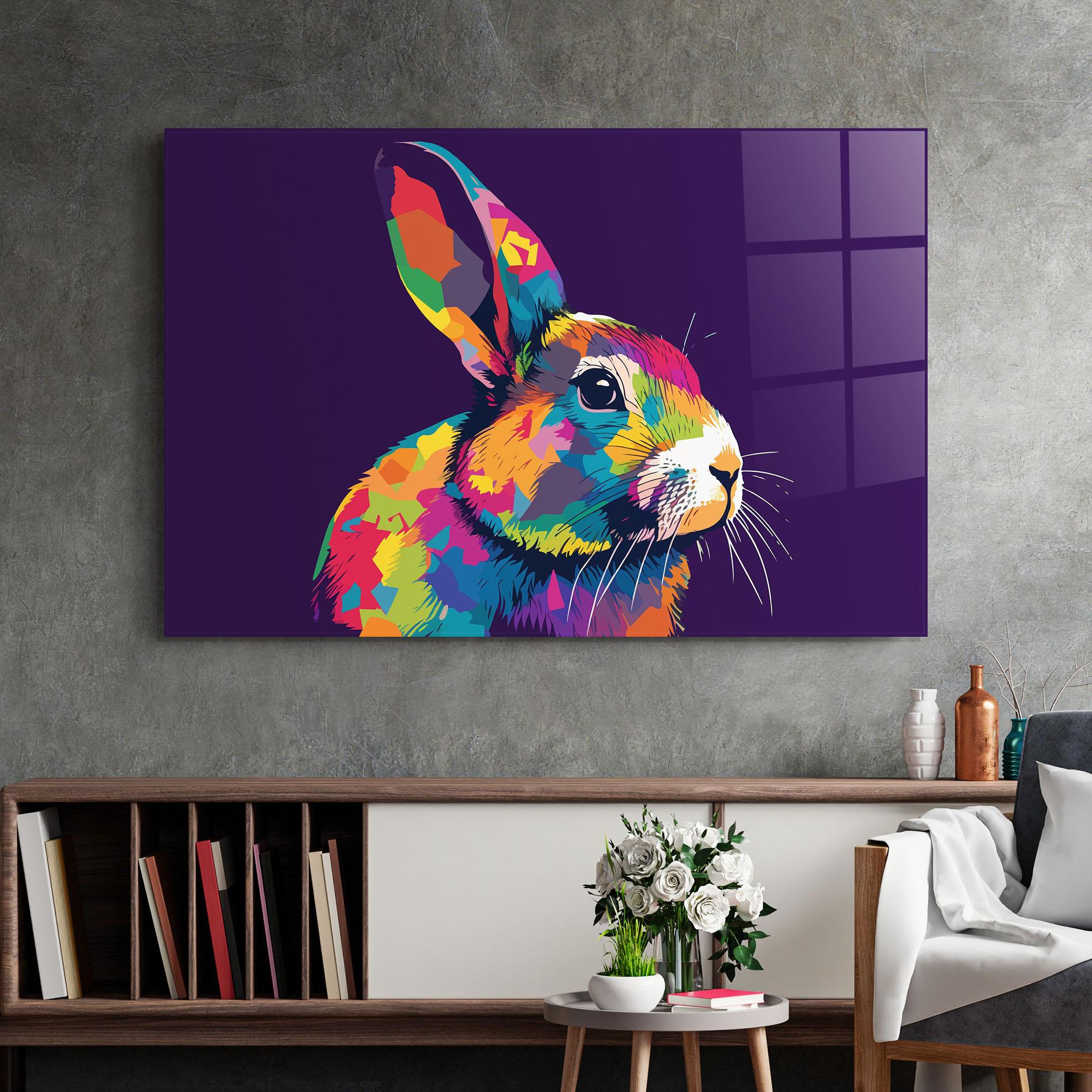 Glasbild Bunny On Purple mockup 2
