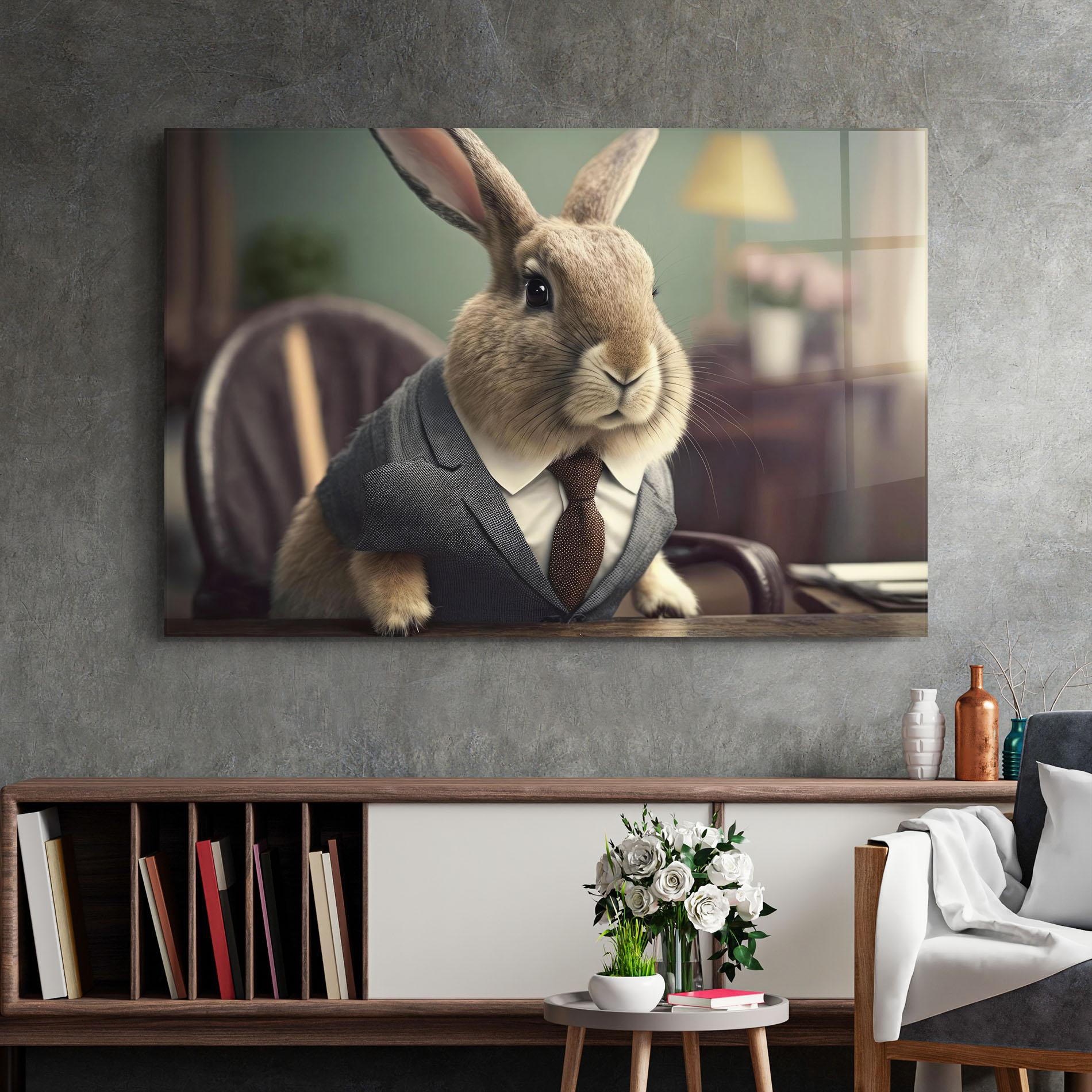 Glasbild Business Suit Bunny mockup 2
