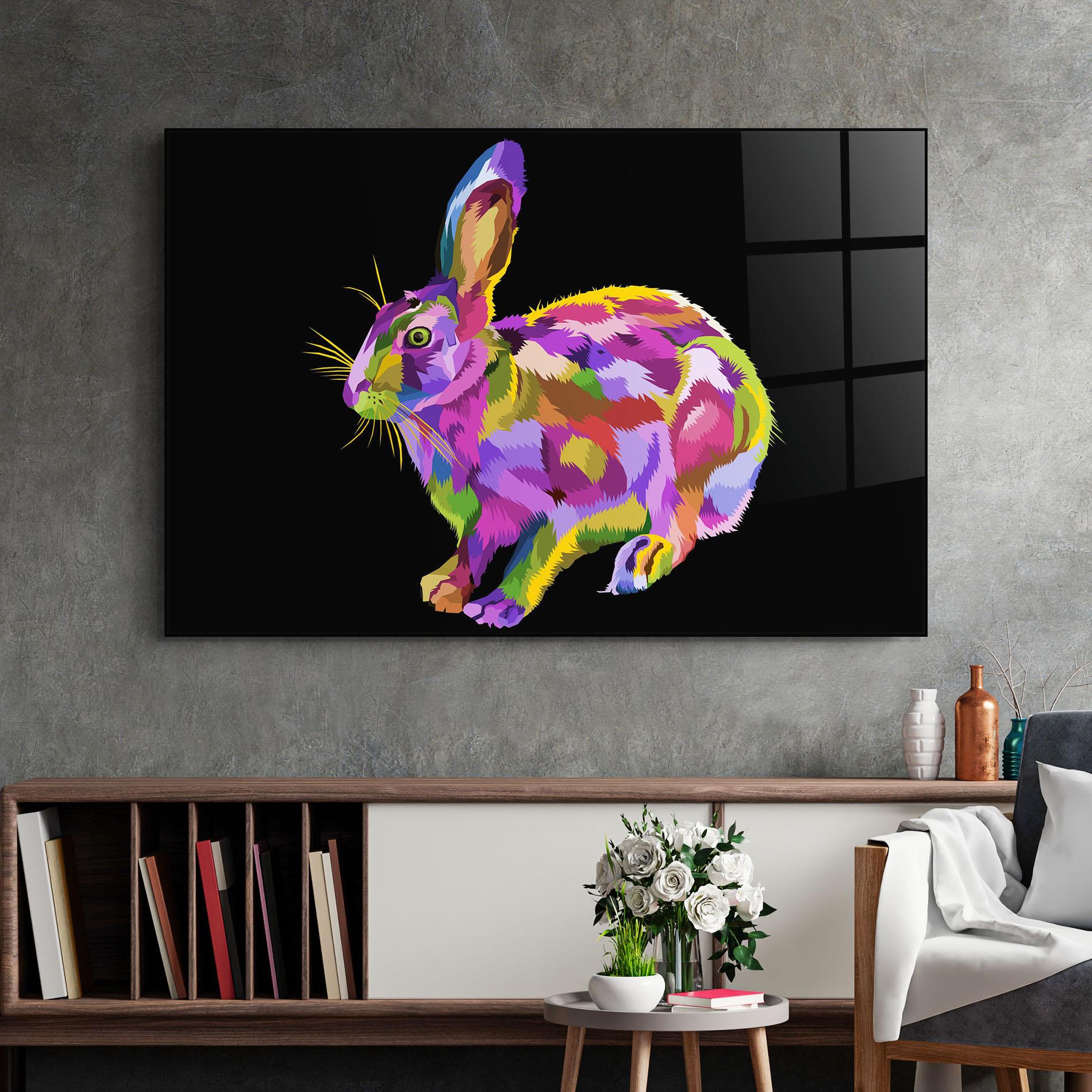 Glasbild Colorful Bunny mockup 2