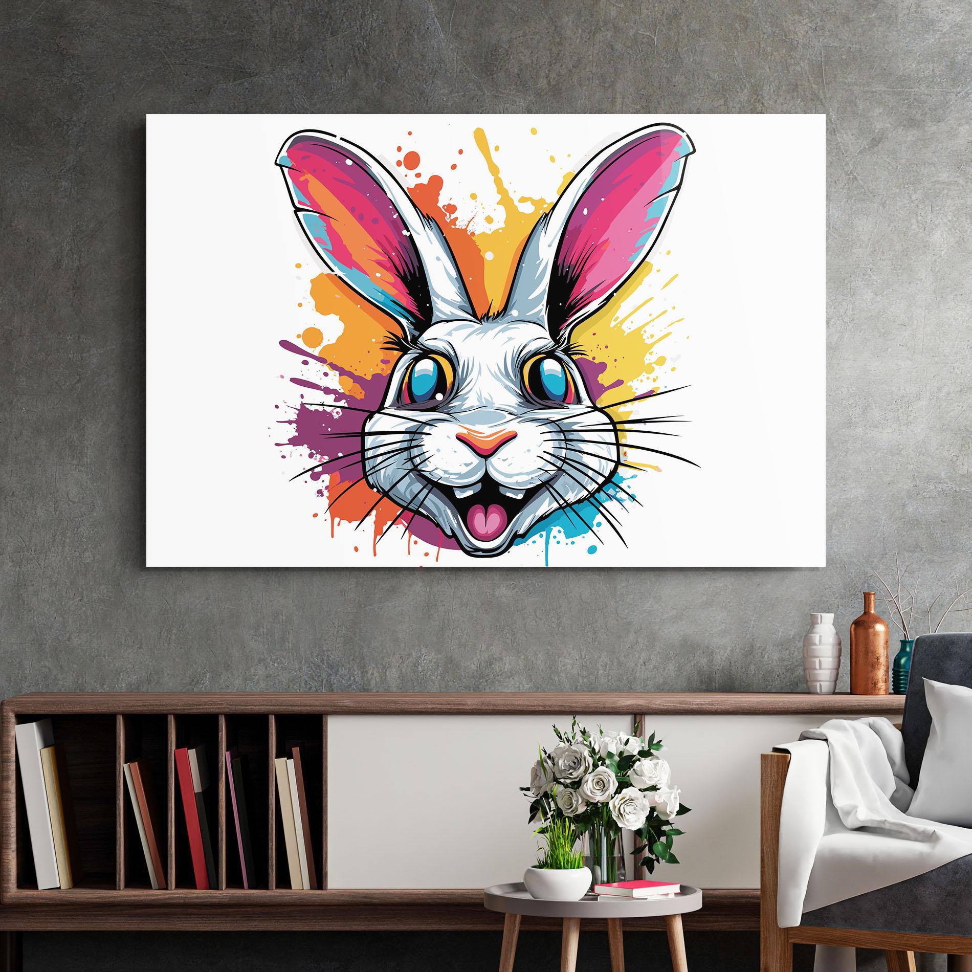 Glasbild Crazy Bunny mockup 2