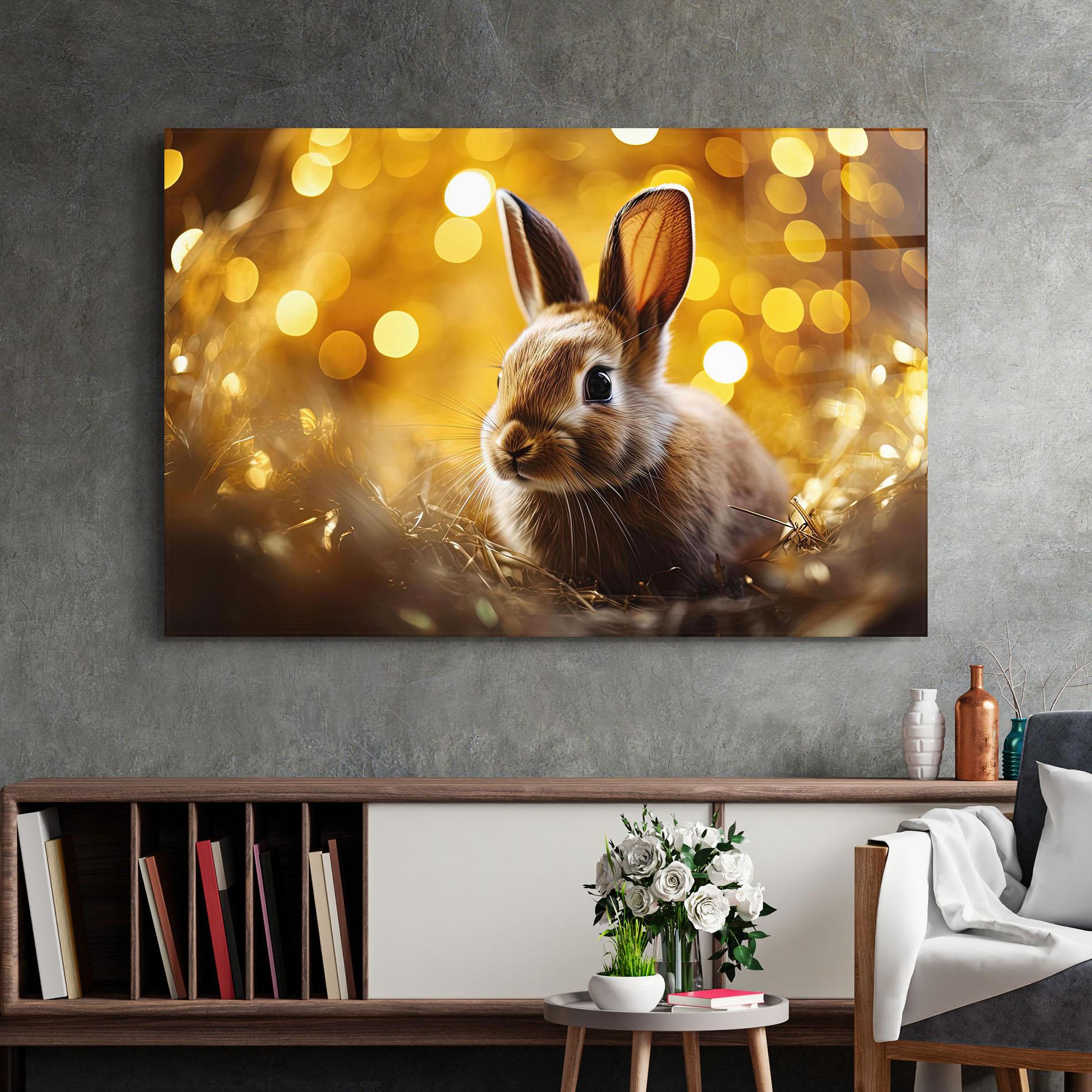 Glasbild Gold Lights Bunny mockup 2