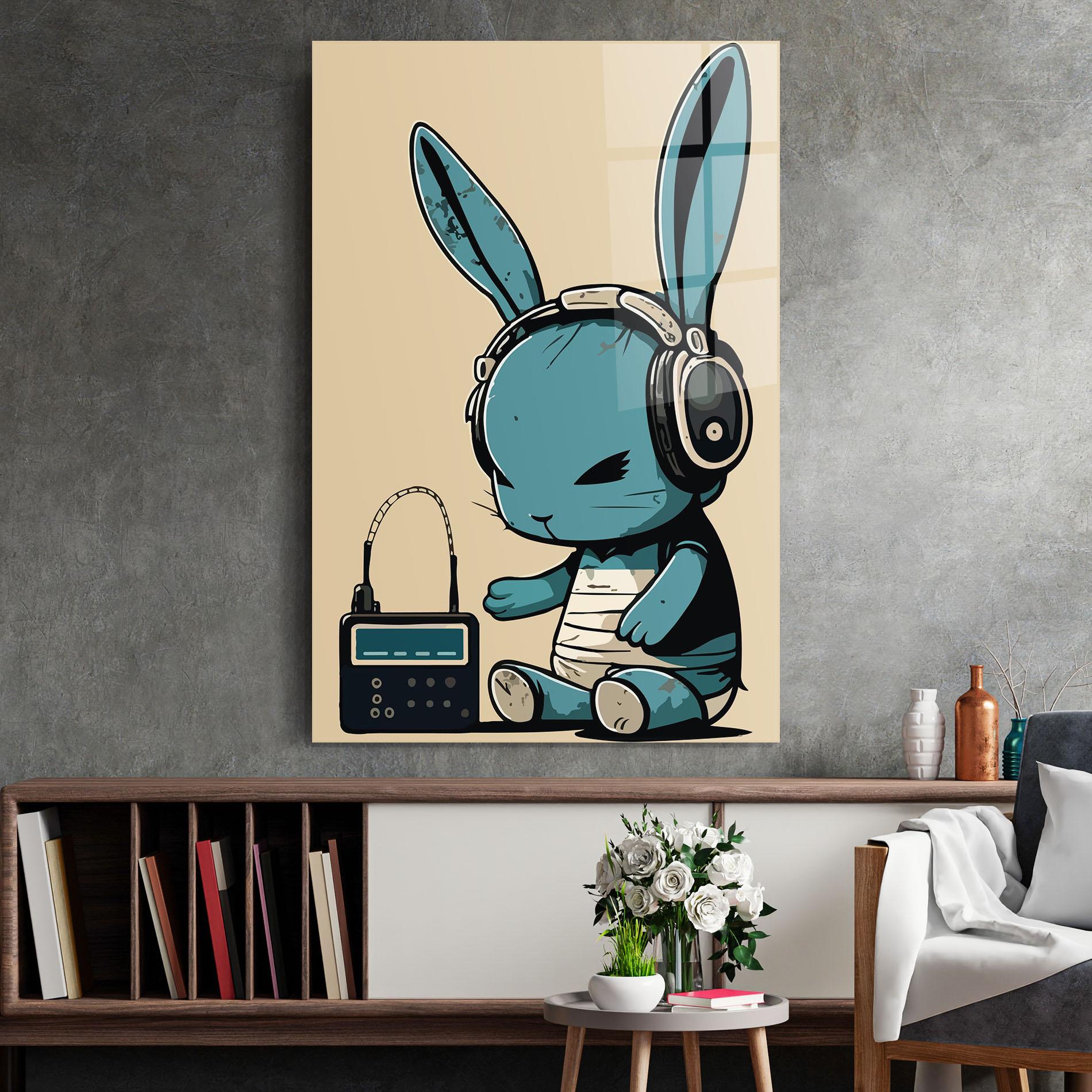 Glasbild Blue Baby Bunny mockup 2