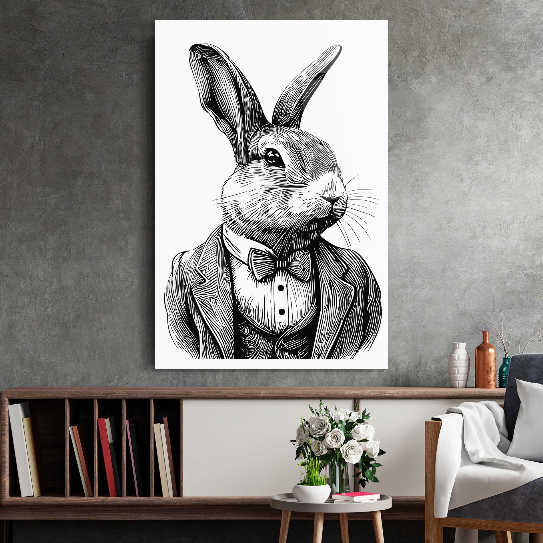 Glasbild Bunny In Suit mockup 2