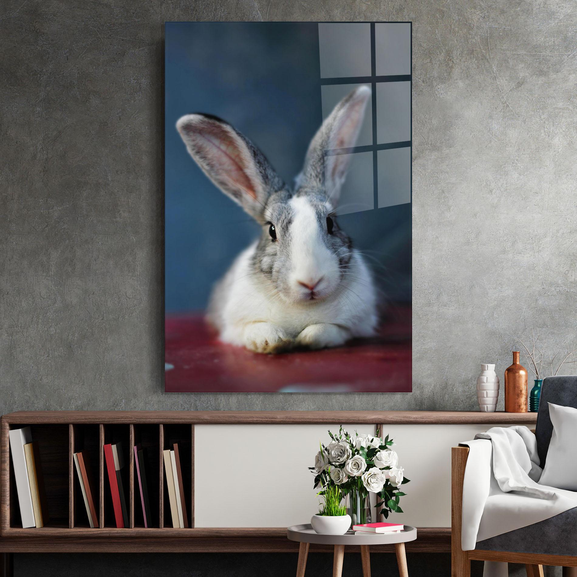 Glasbild Cute Grey Bunny mockup 2