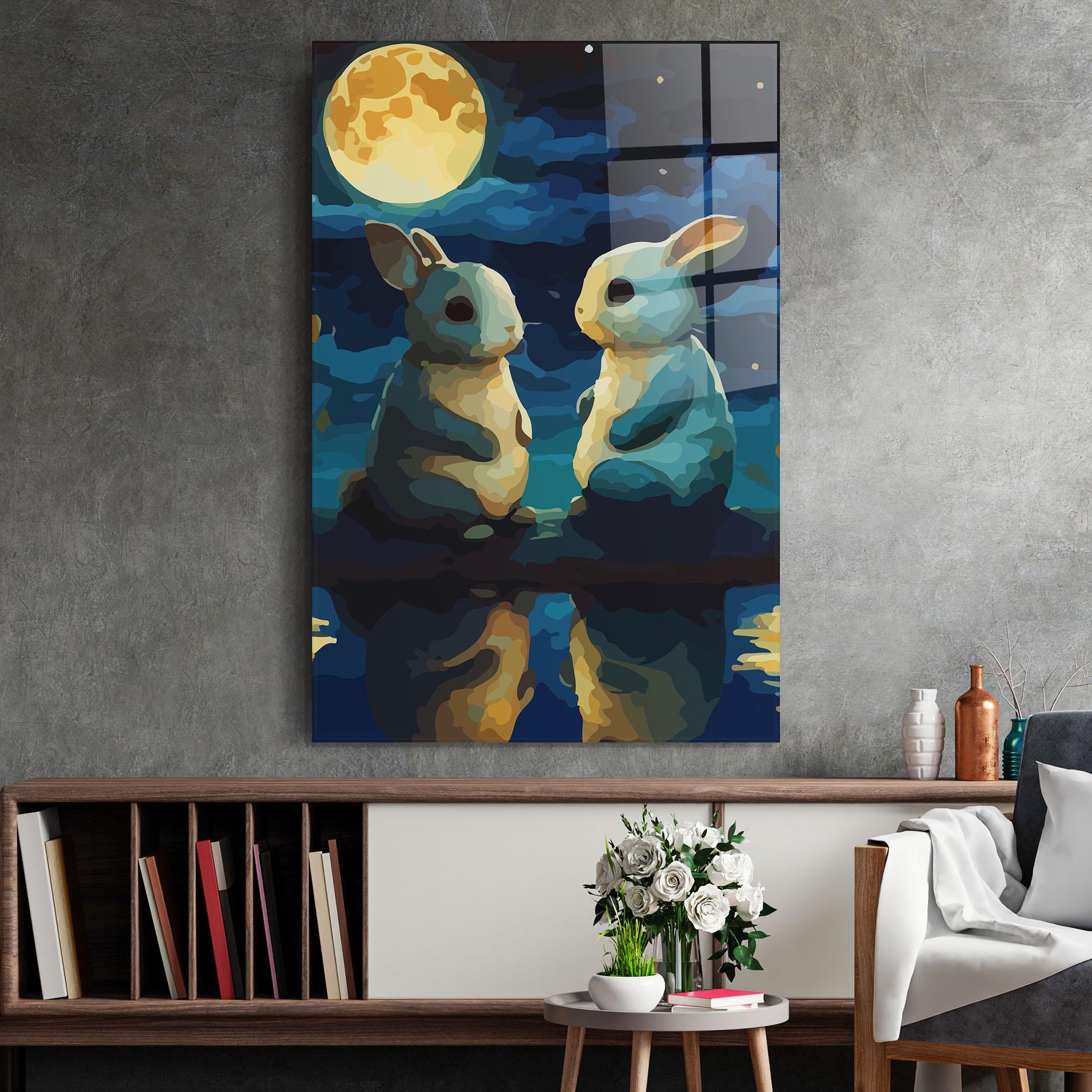 Glasbild Full Moon Bunny mockup 2