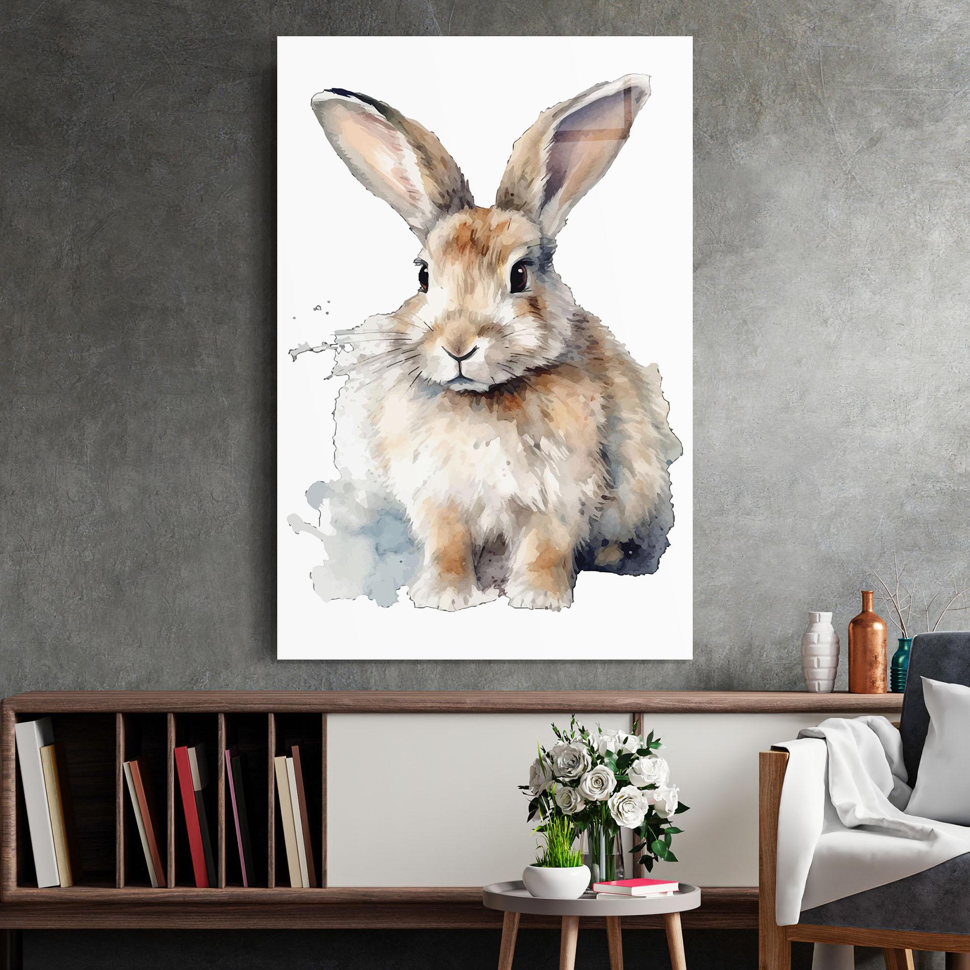 Glasbild Watercolor Cute Bunny mockup 2