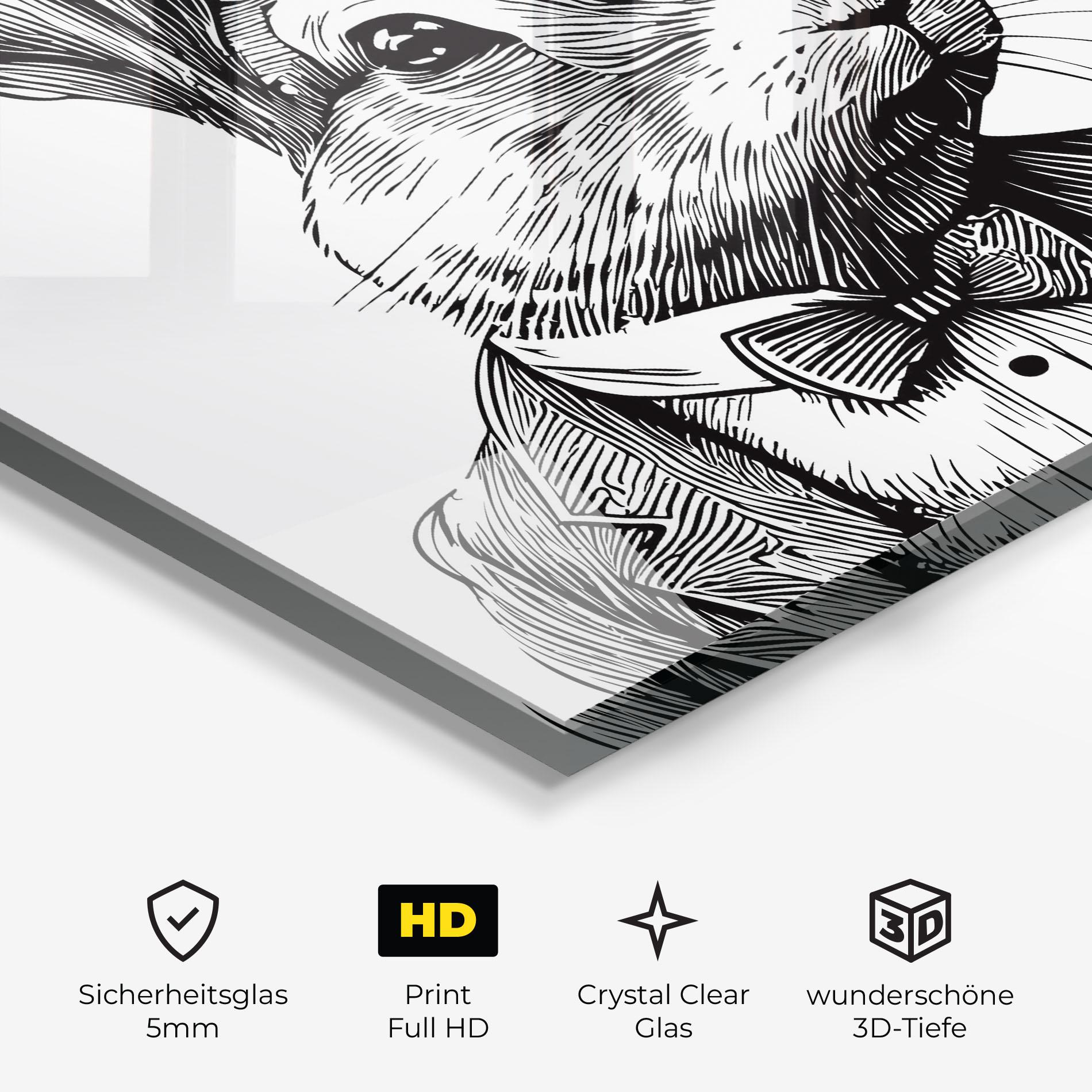 Glasbild Bunny In Suit mockup 3