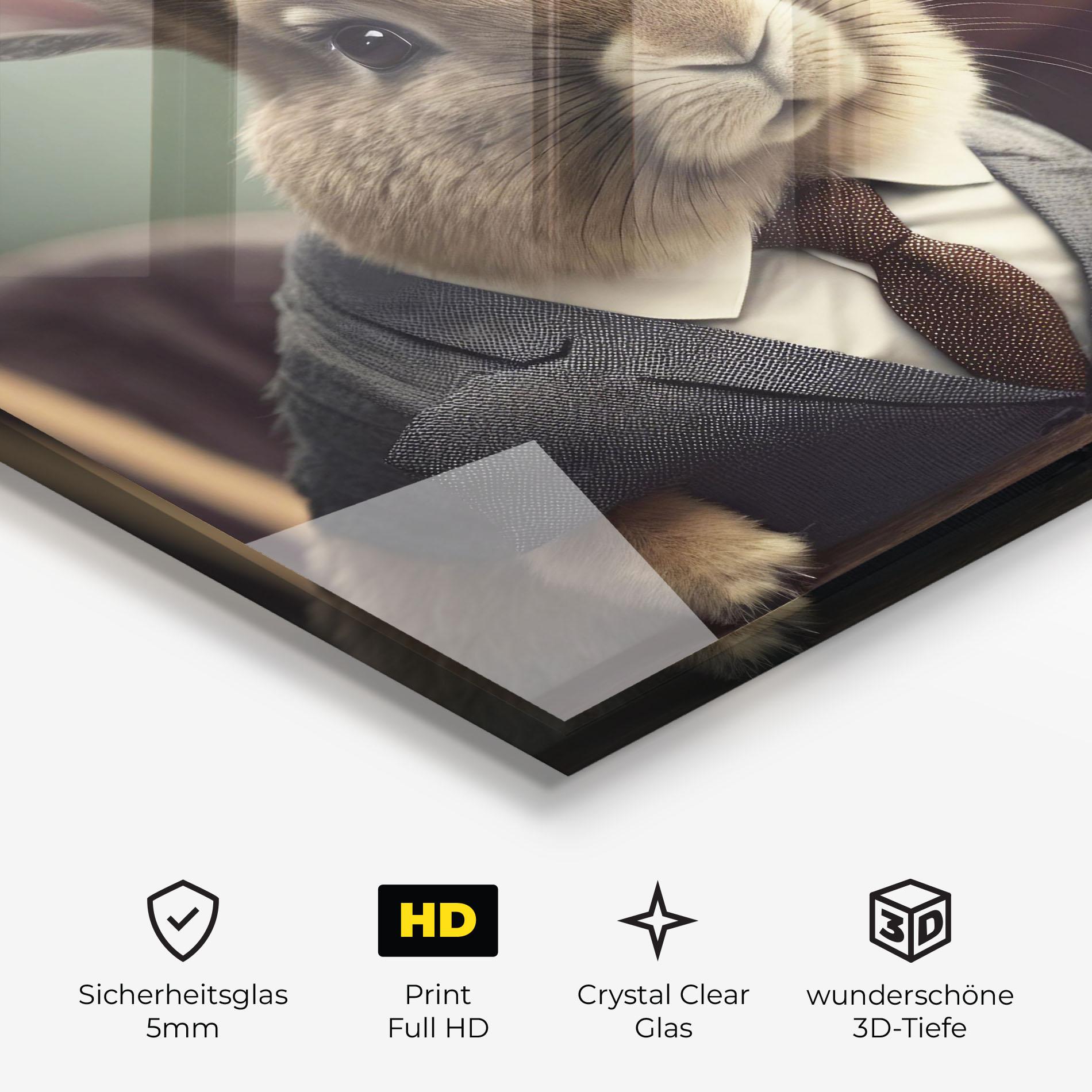 Glasbild Business Suit Bunny mockup 3