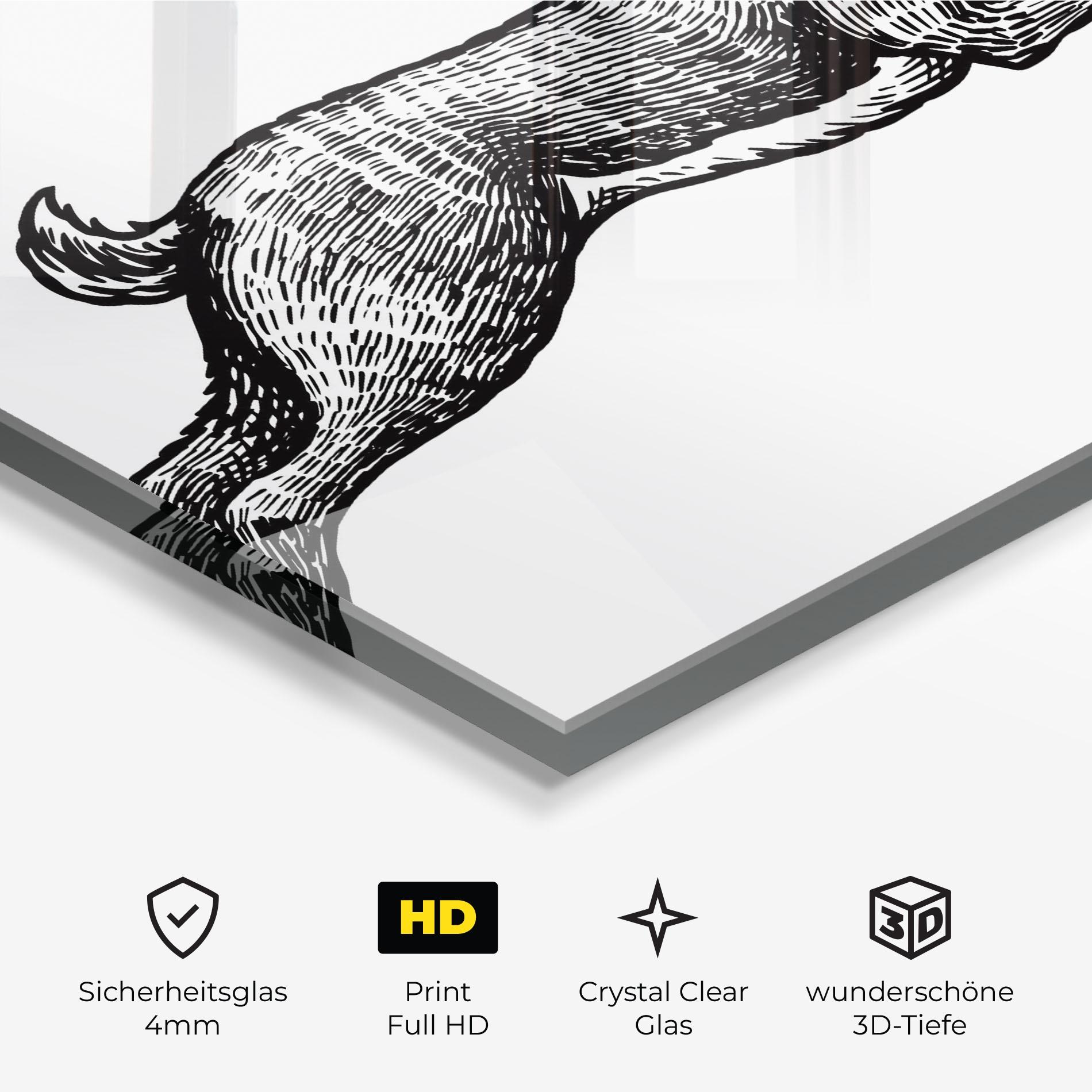 Glasbild Black Line Bunny mockup 3