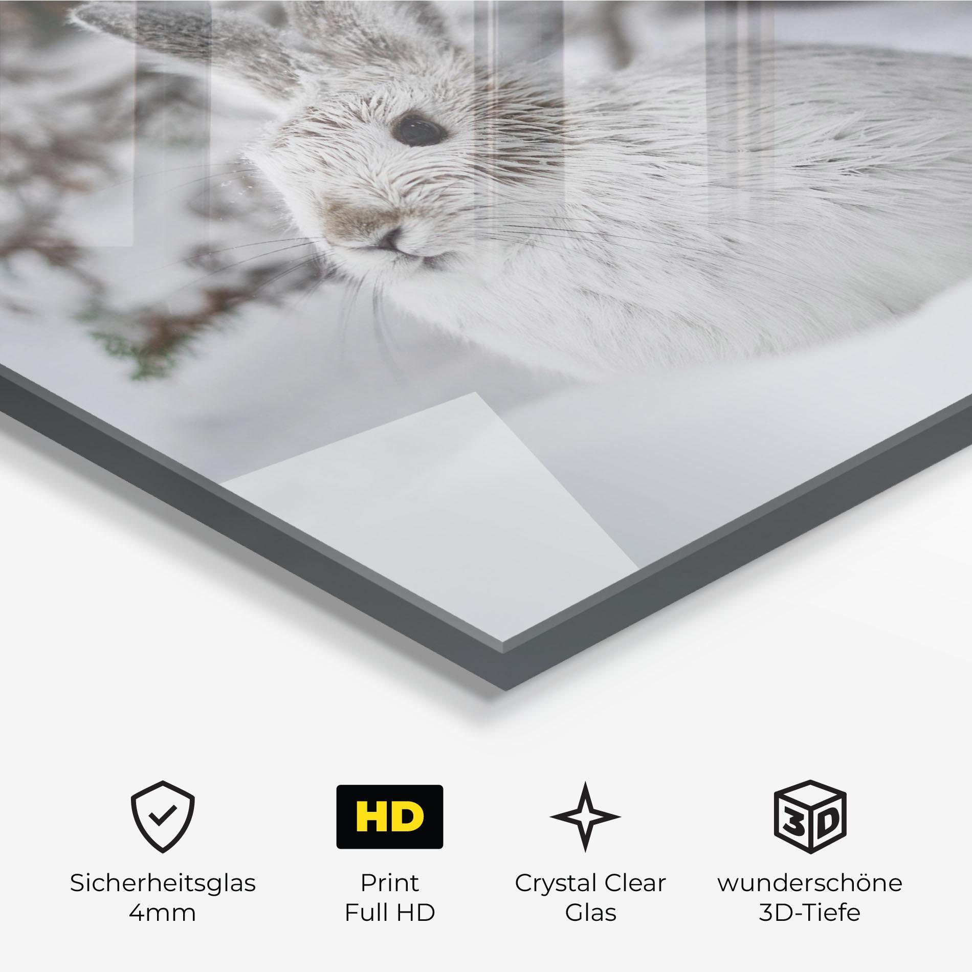 Glasbild Bunny In Snow mockup 3