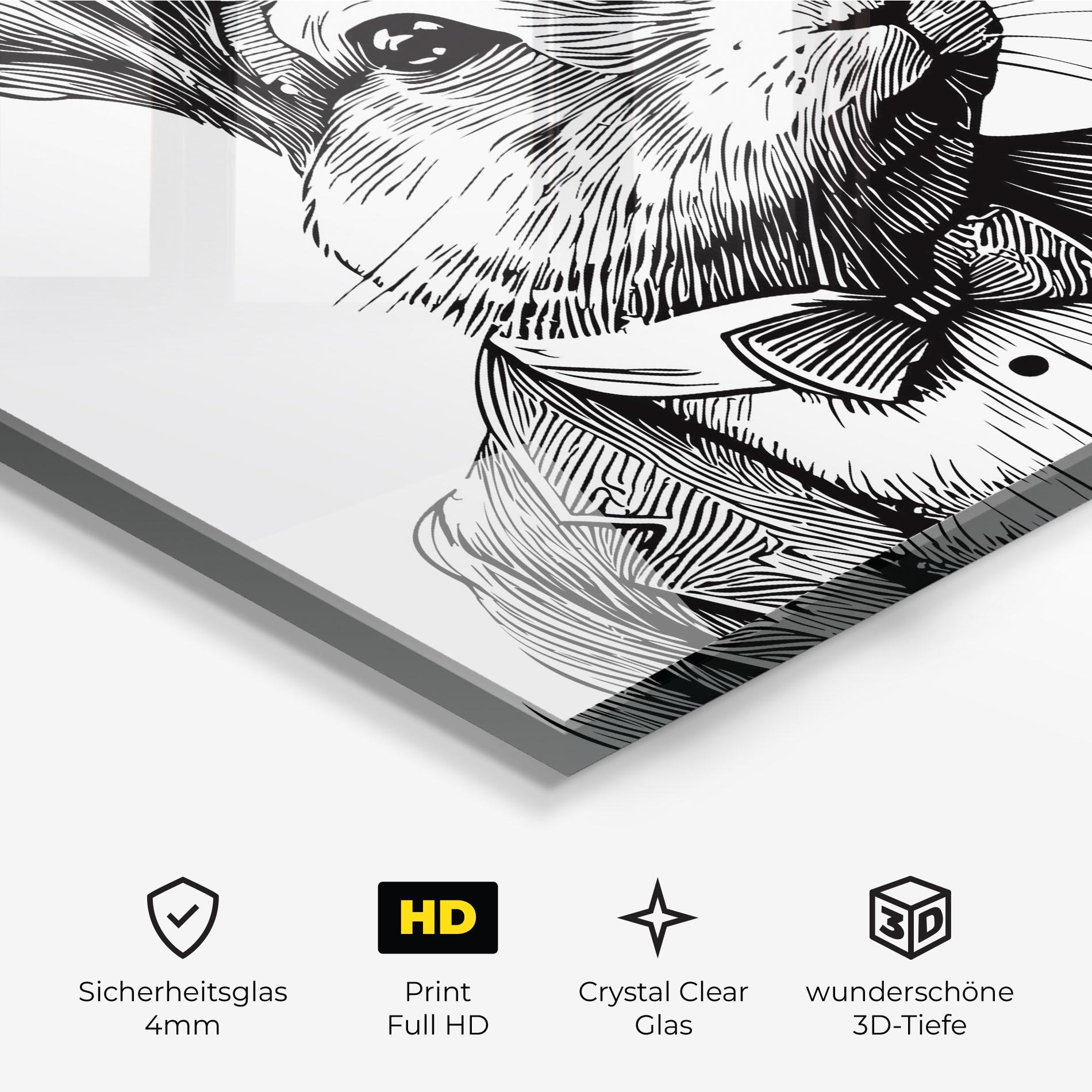 Glasbild Bunny In Suit mockup 3