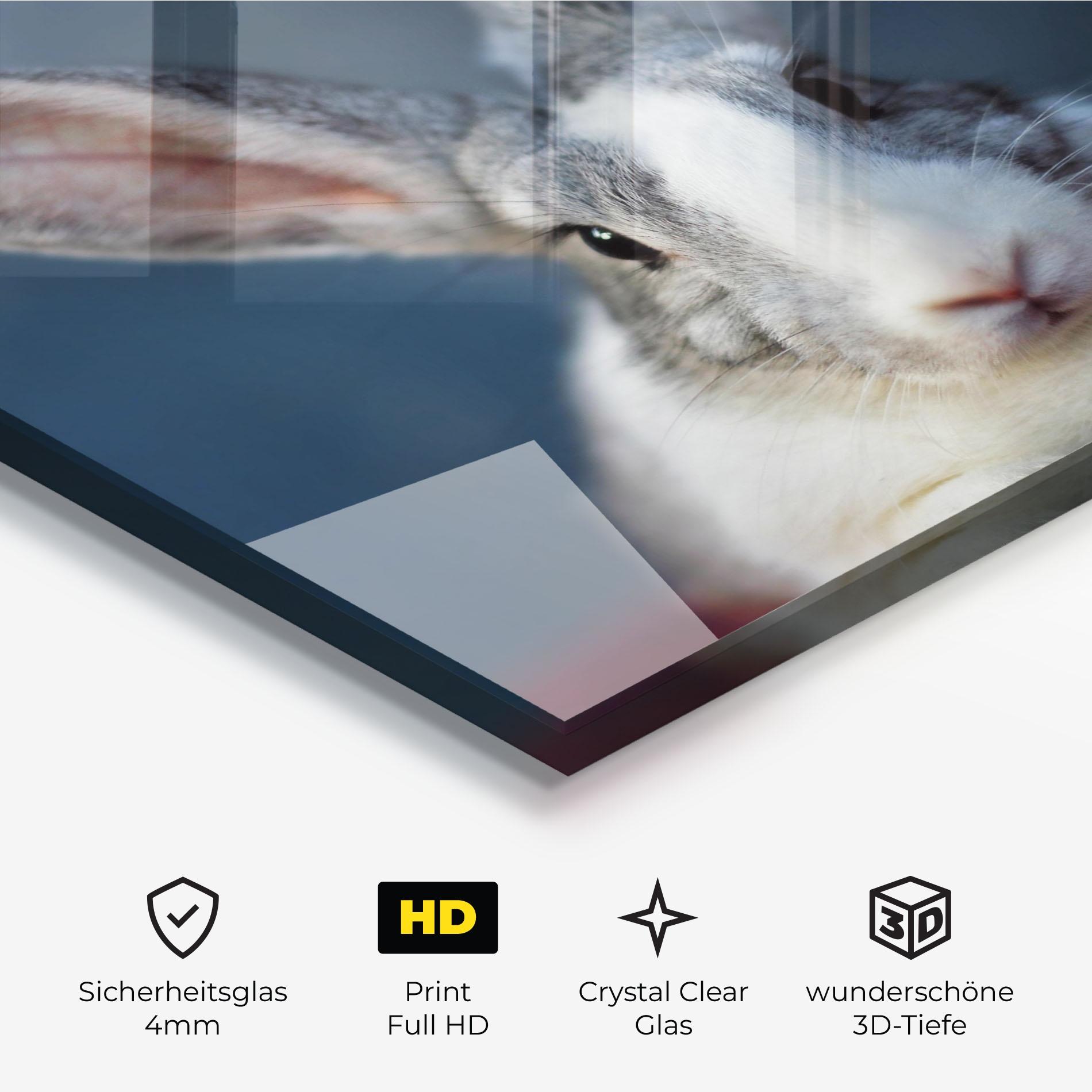 Glasbild Cute Grey Bunny mockup 3