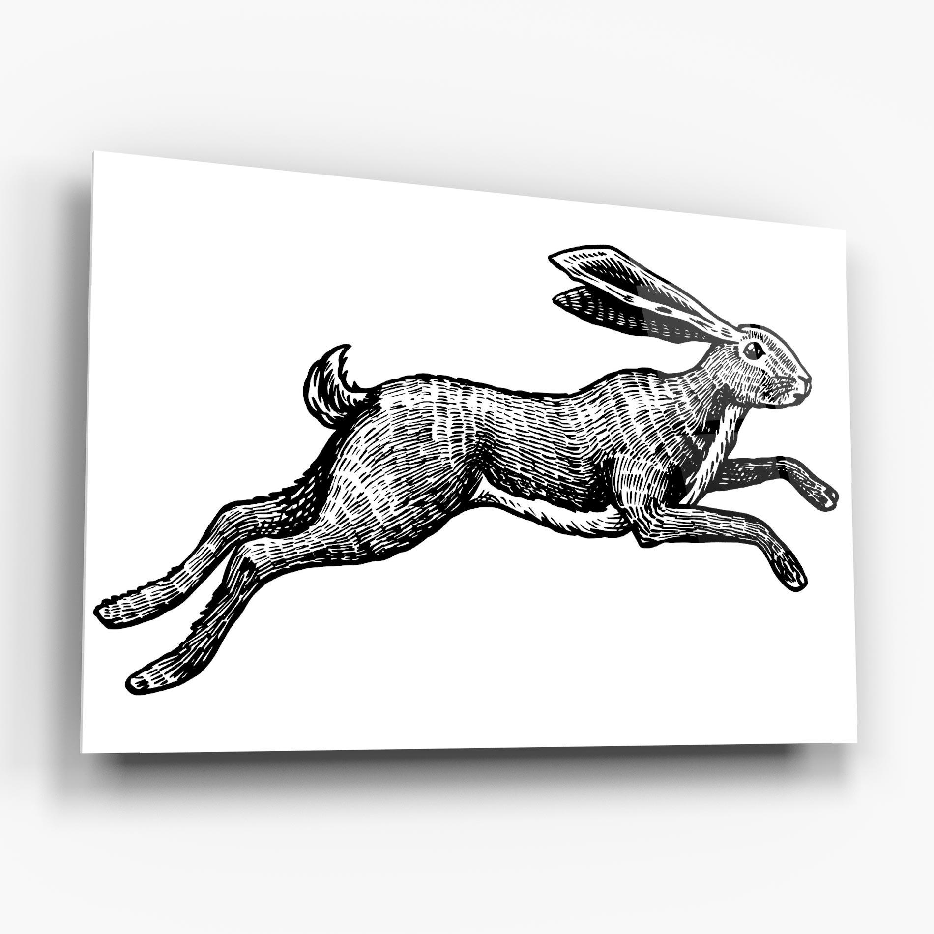 Glasbild Black Line Bunny mockup 6