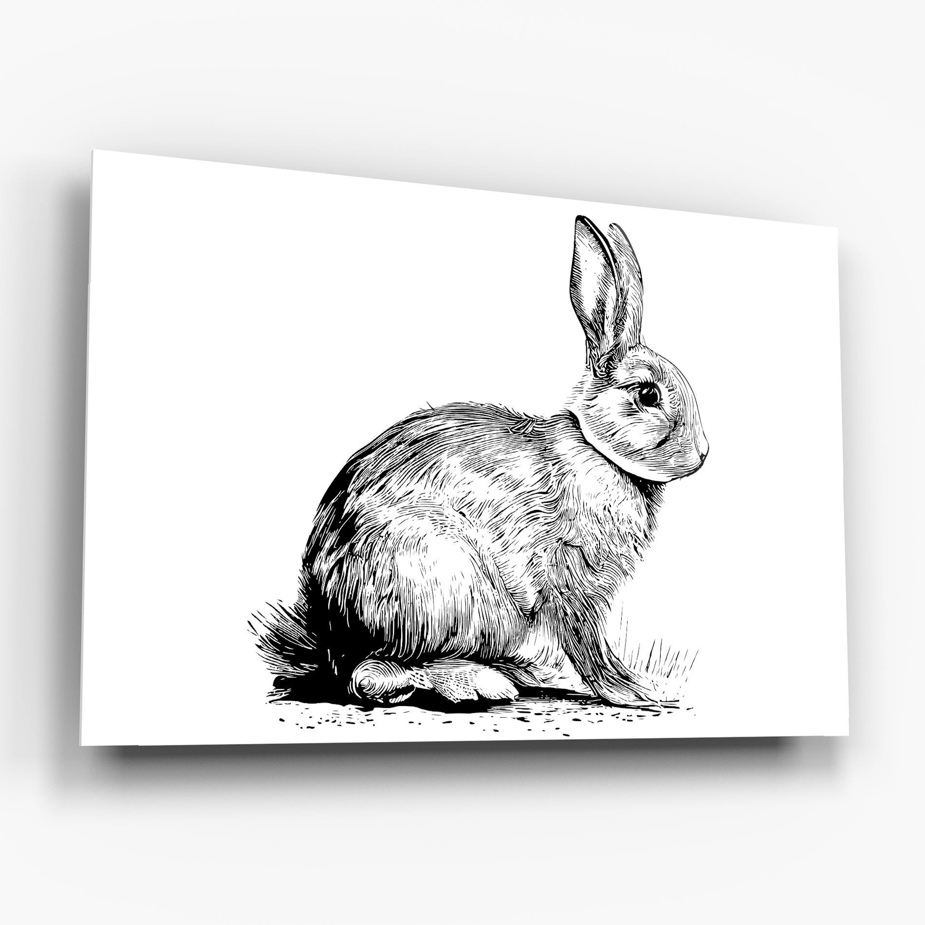 Glasbild Bunny Black Lines mockup 6
