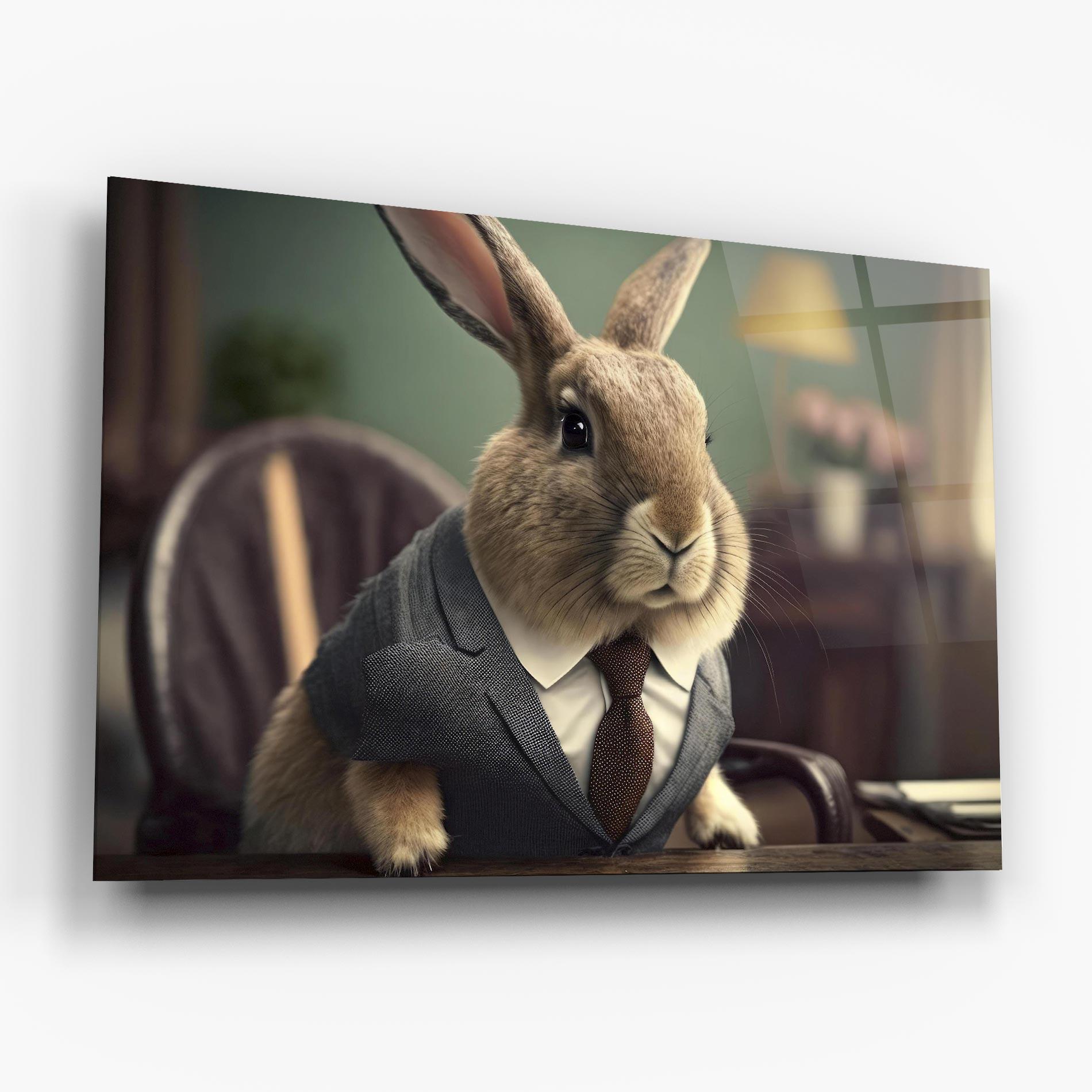 Glasbild Business Suit Bunny mockup 6