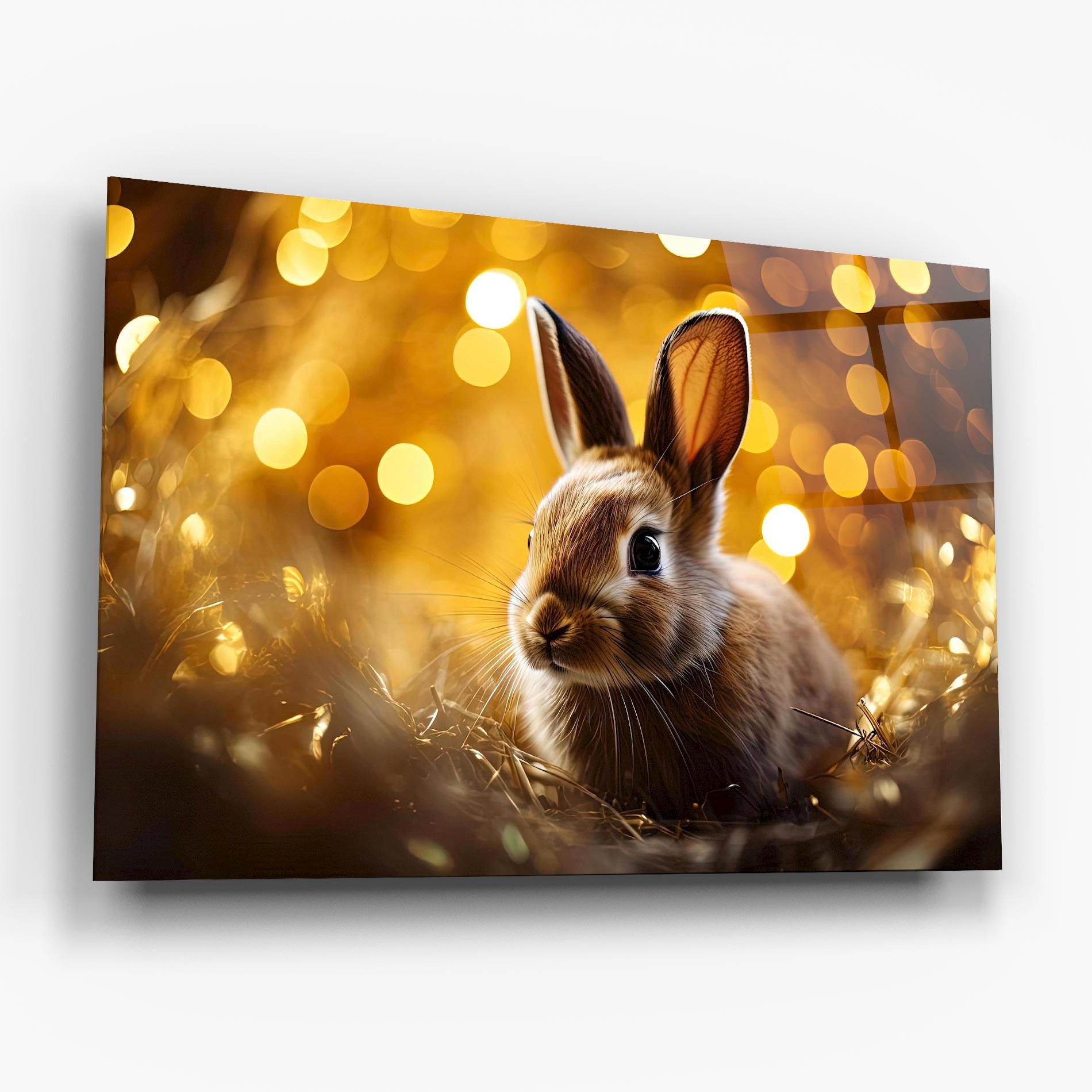 Glasbild Gold Lights Bunny mockup 6