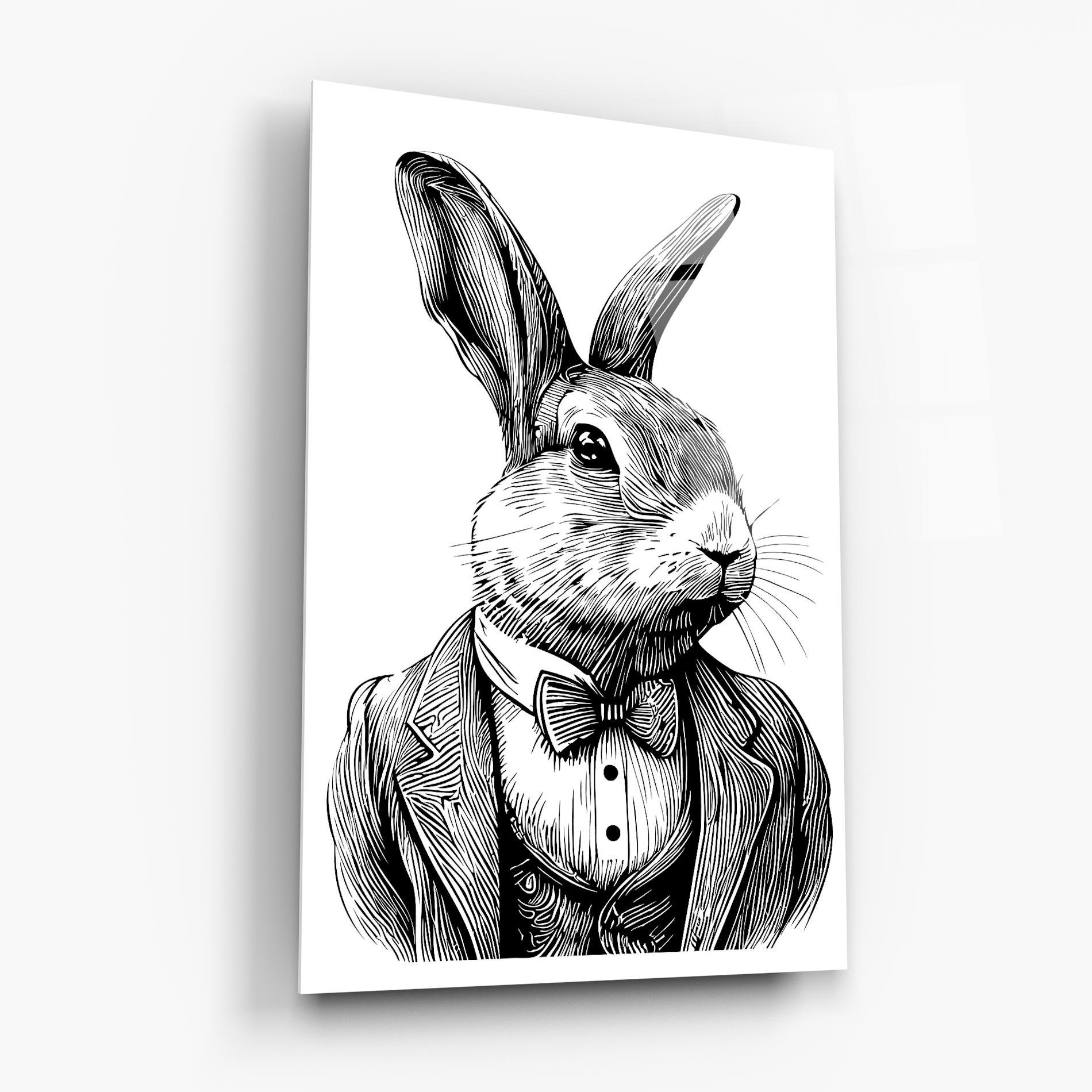Glasbild Bunny In Suit mockup 6