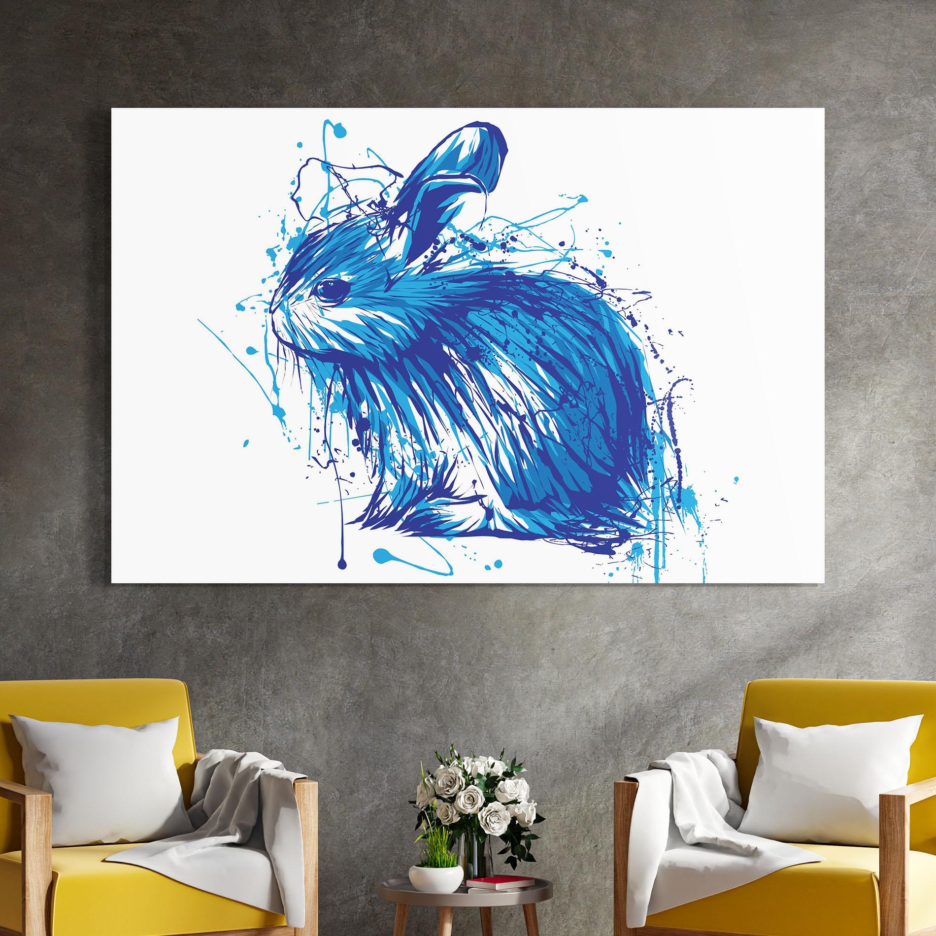 Glasbild Blue Bunny mockup 4