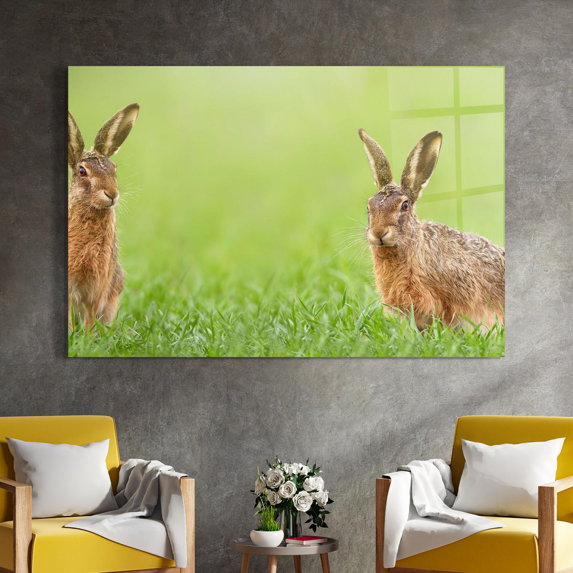 Glasbild Brown Hares mockup 4