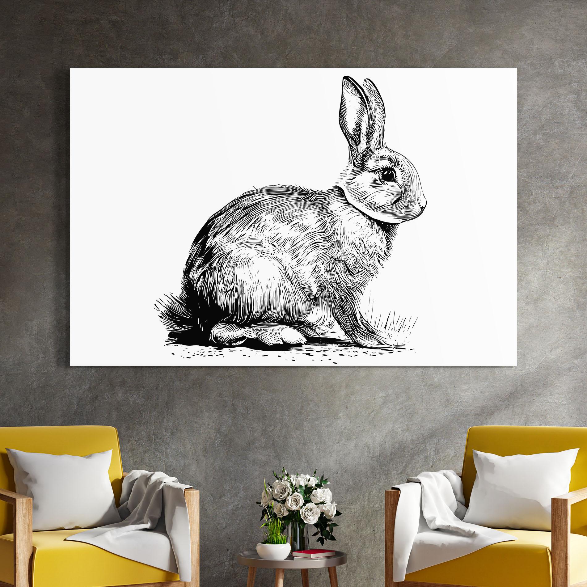 Glasbild Bunny Black Lines mockup 4