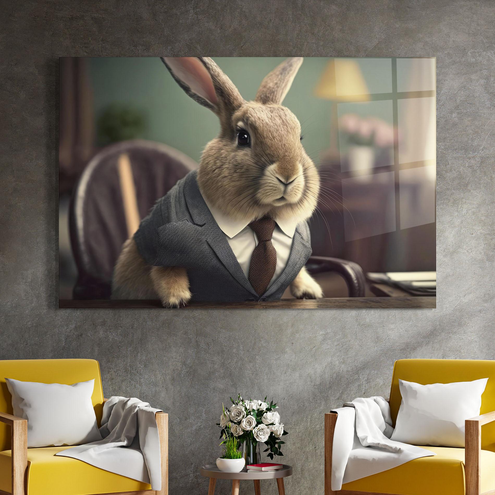 Glasbild Business Suit Bunny mockup 4