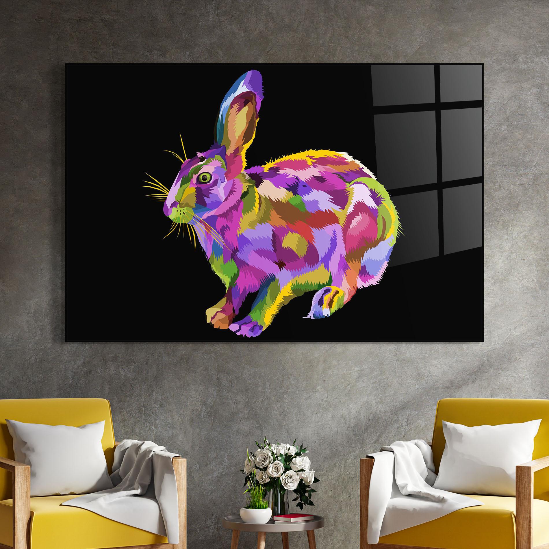 Glasbild Colorful Bunny mockup 4