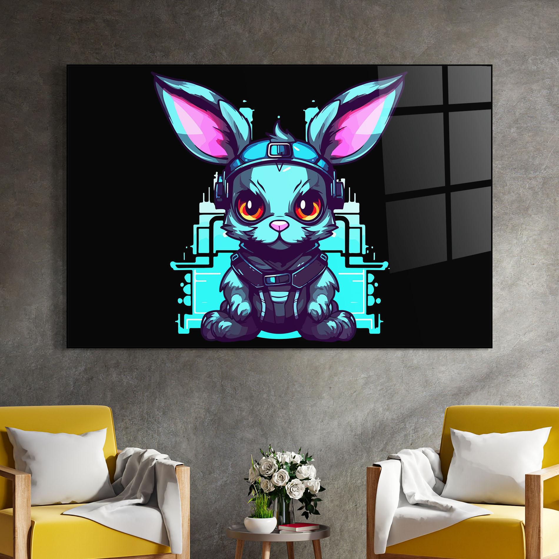 Glasbild Cyberpunk Rabbit mockup 4