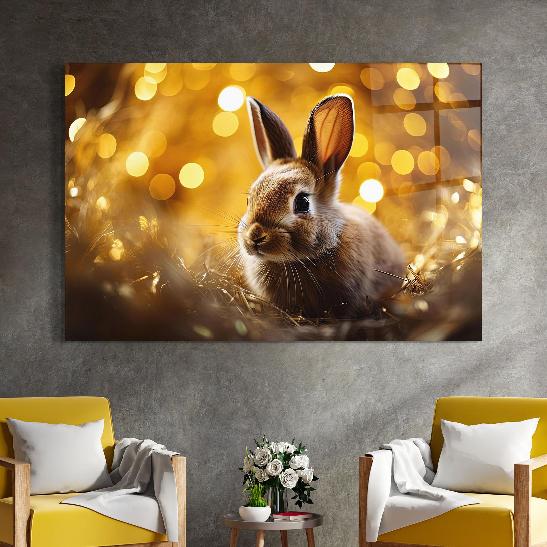 Glasbild Gold Lights Bunny mockup 4