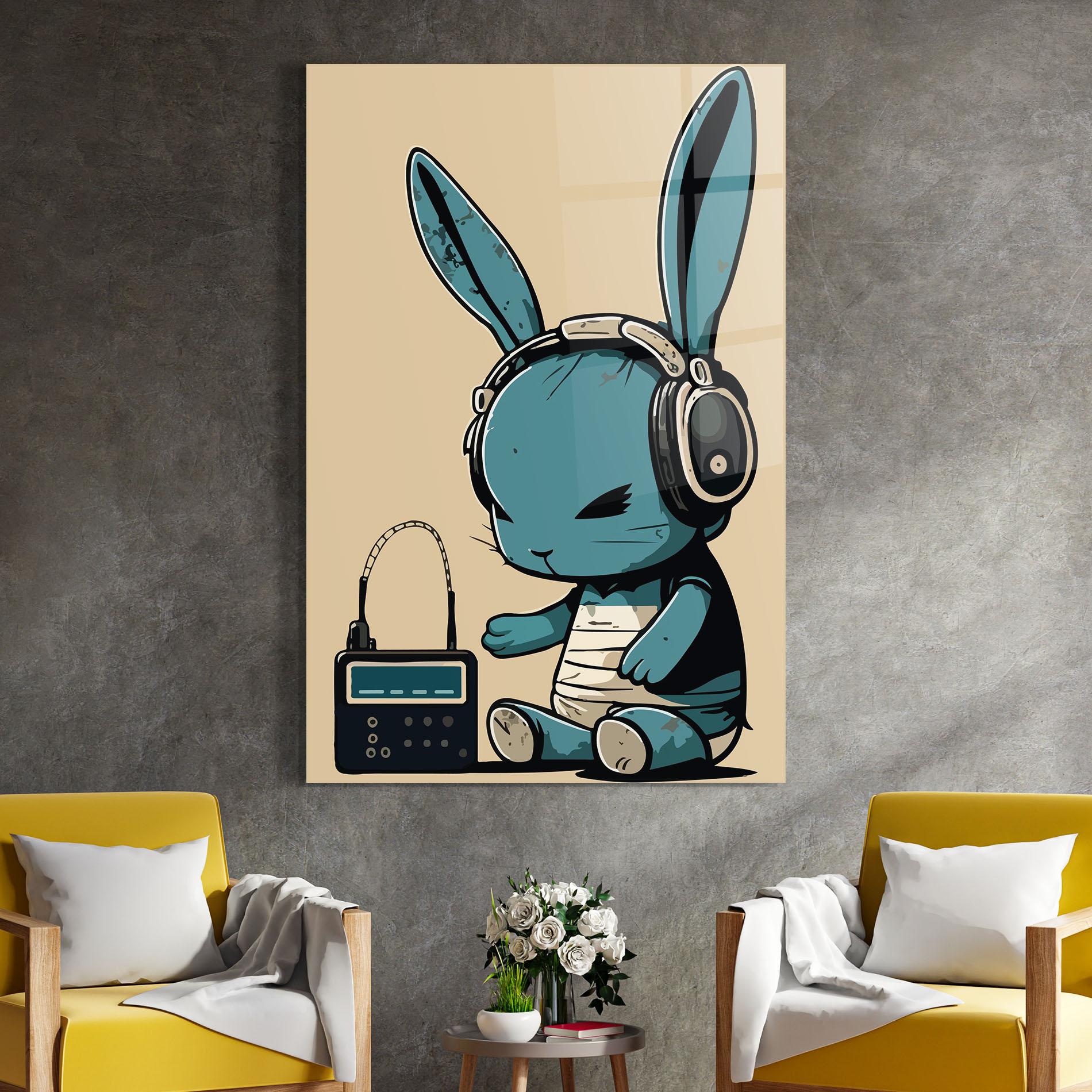 Glasbild Blue Baby Bunny mockup 4