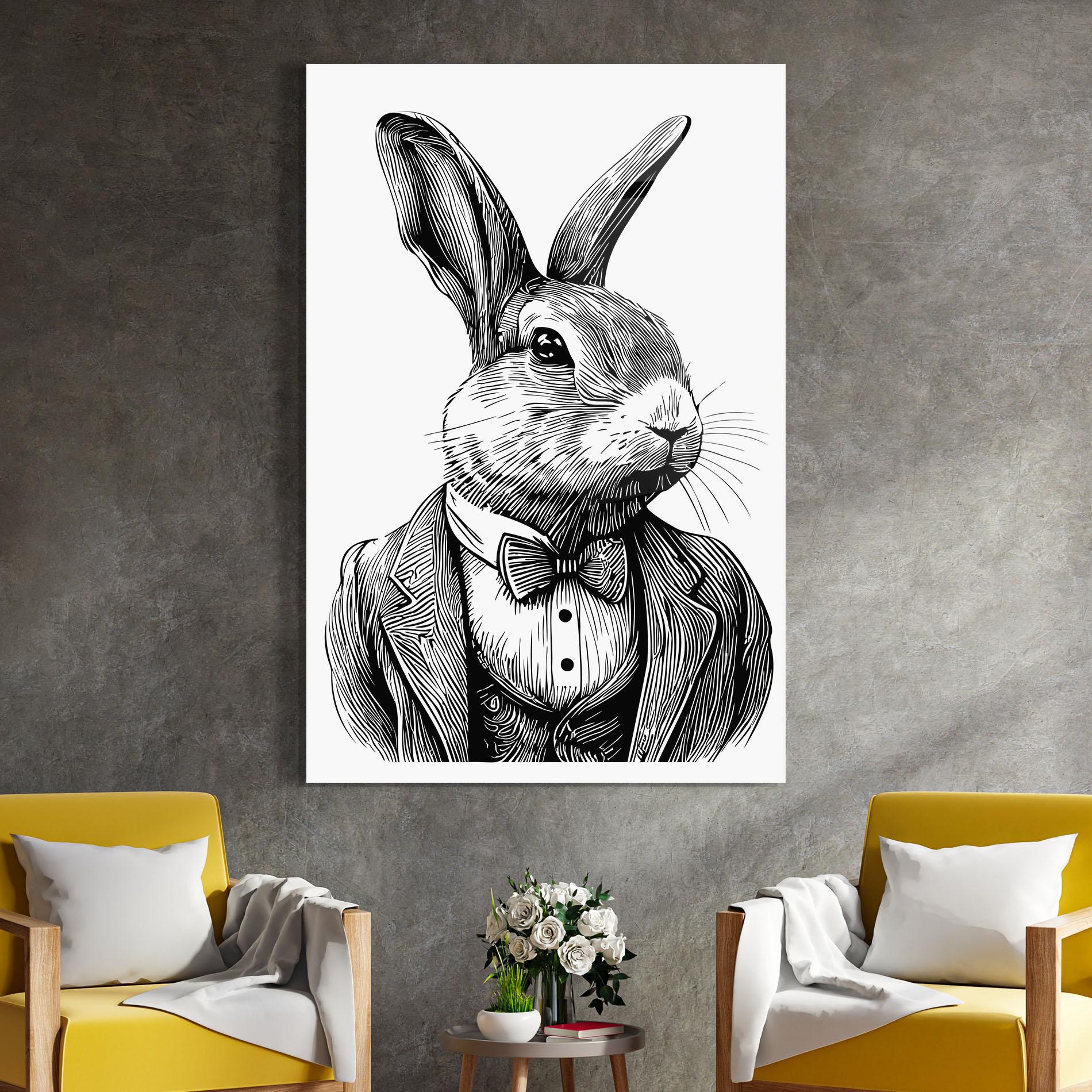 Glasbild Bunny In Suit mockup 4