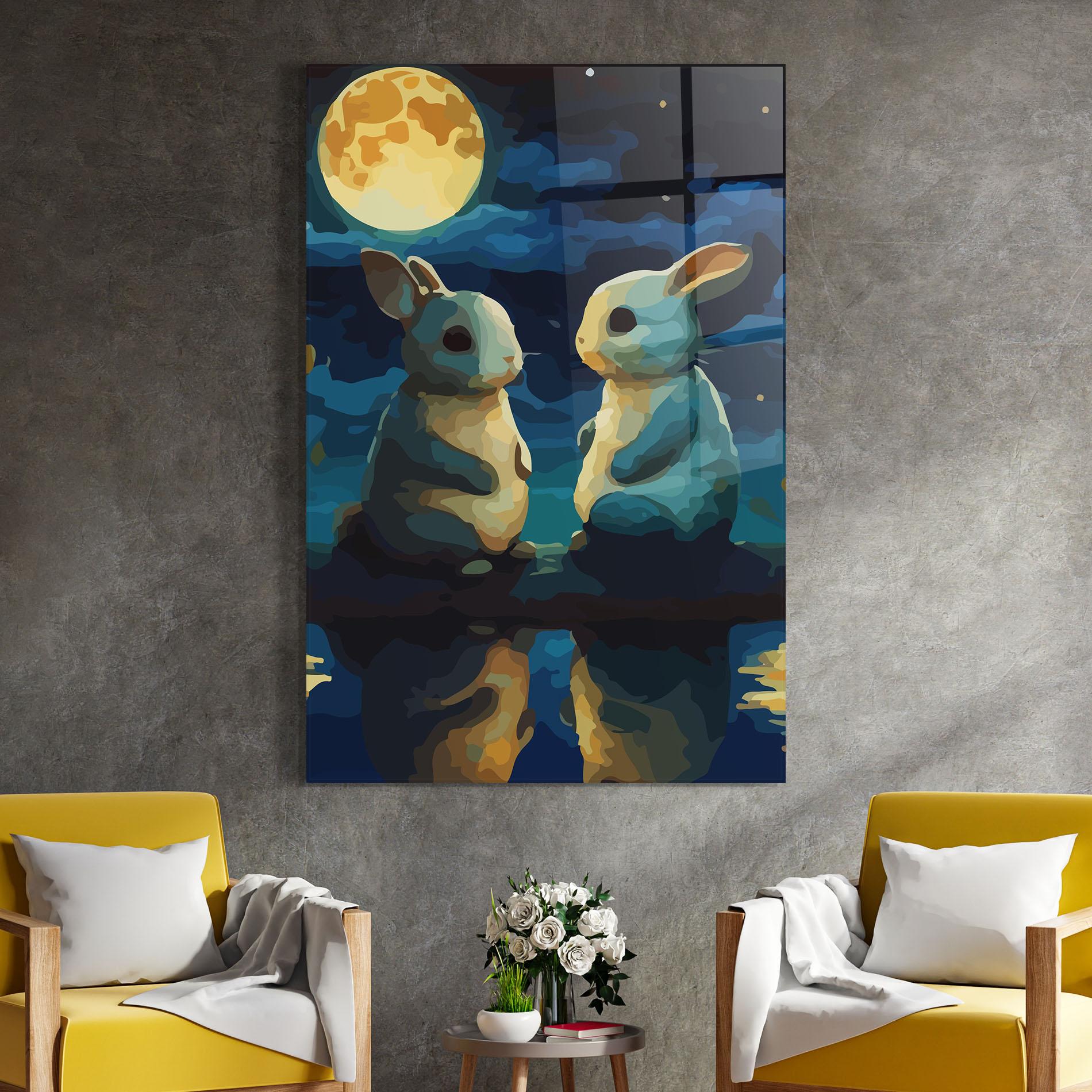 Glasbild Full Moon Bunny mockup 4