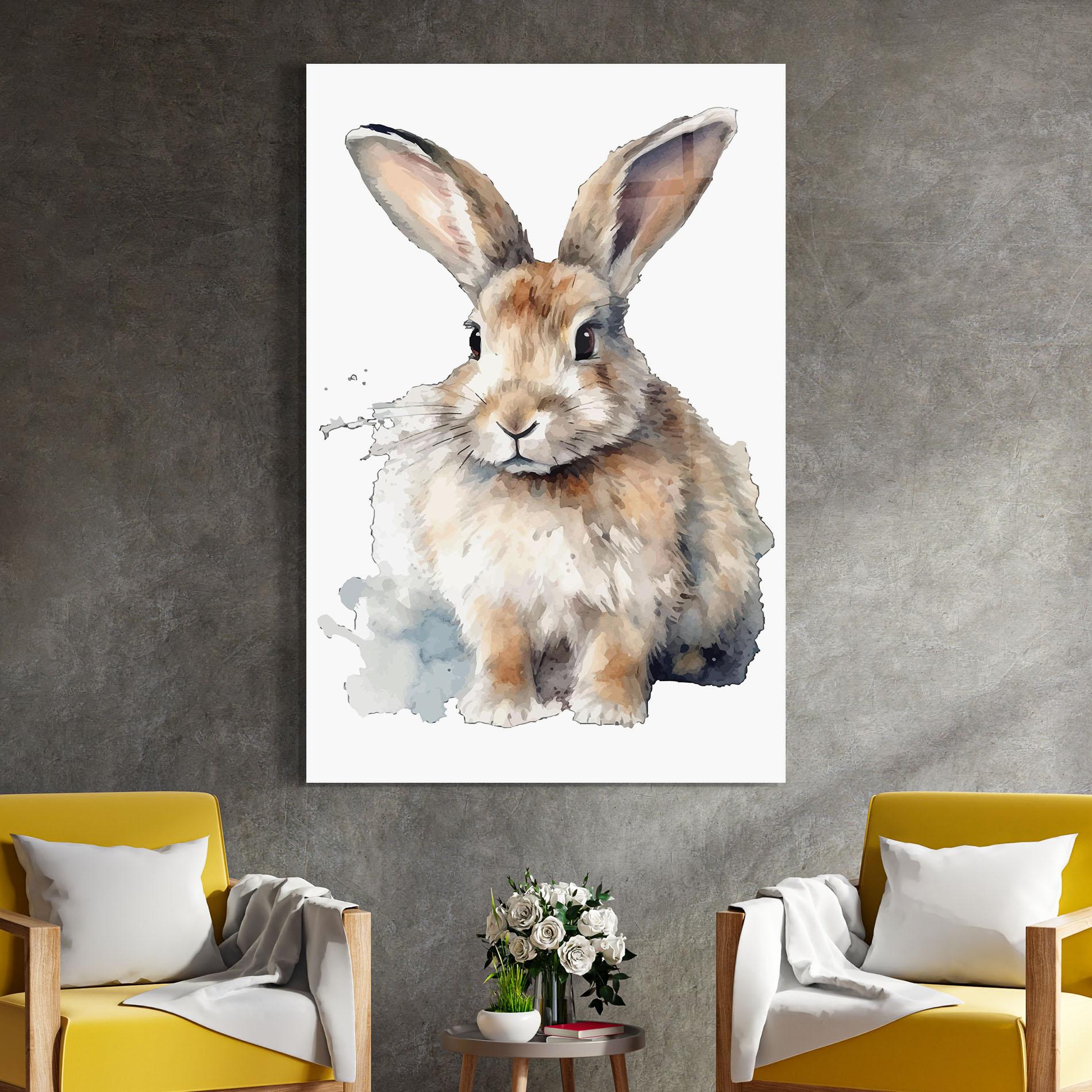 Glasbild Watercolor Cute Bunny mockup 4