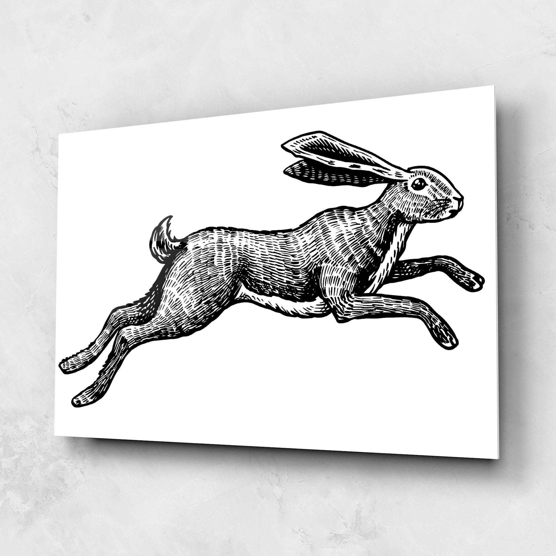 Glasbild Black Line Bunny mockup 1
