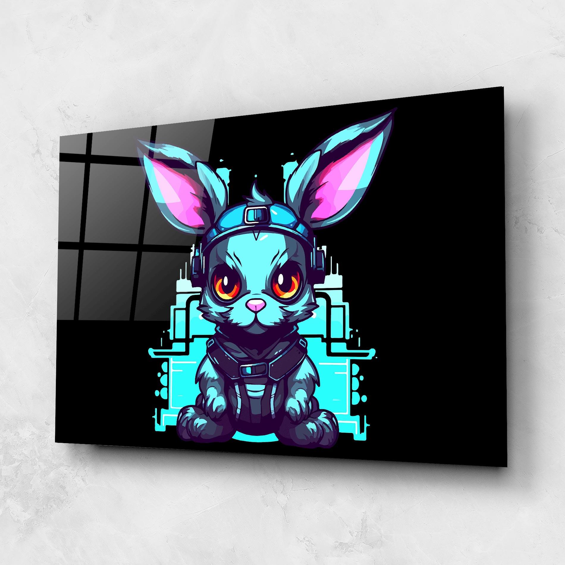 Glasbild Cyberpunk Rabbit mockup 1