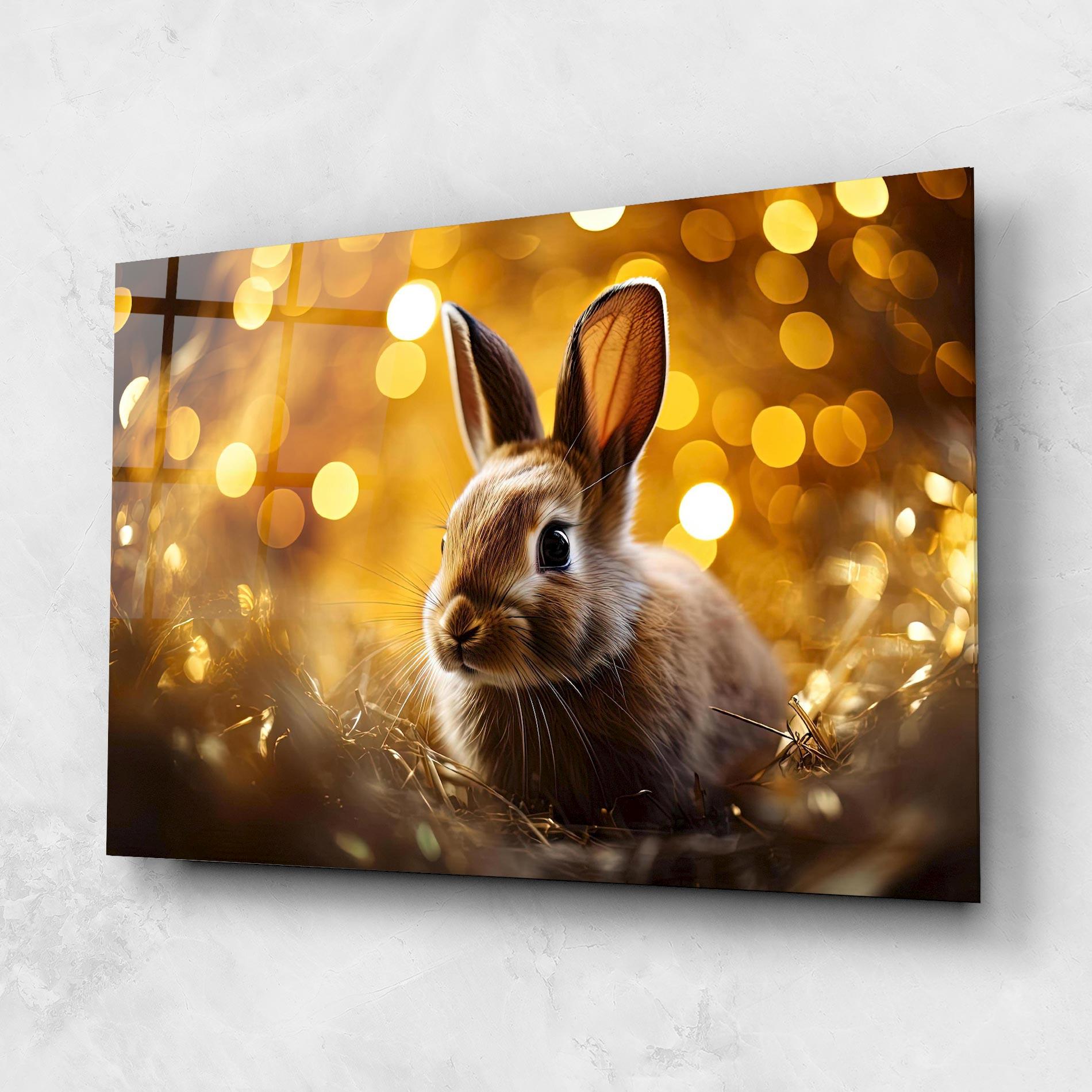 Glasbild Gold Lights Bunny mockup 1