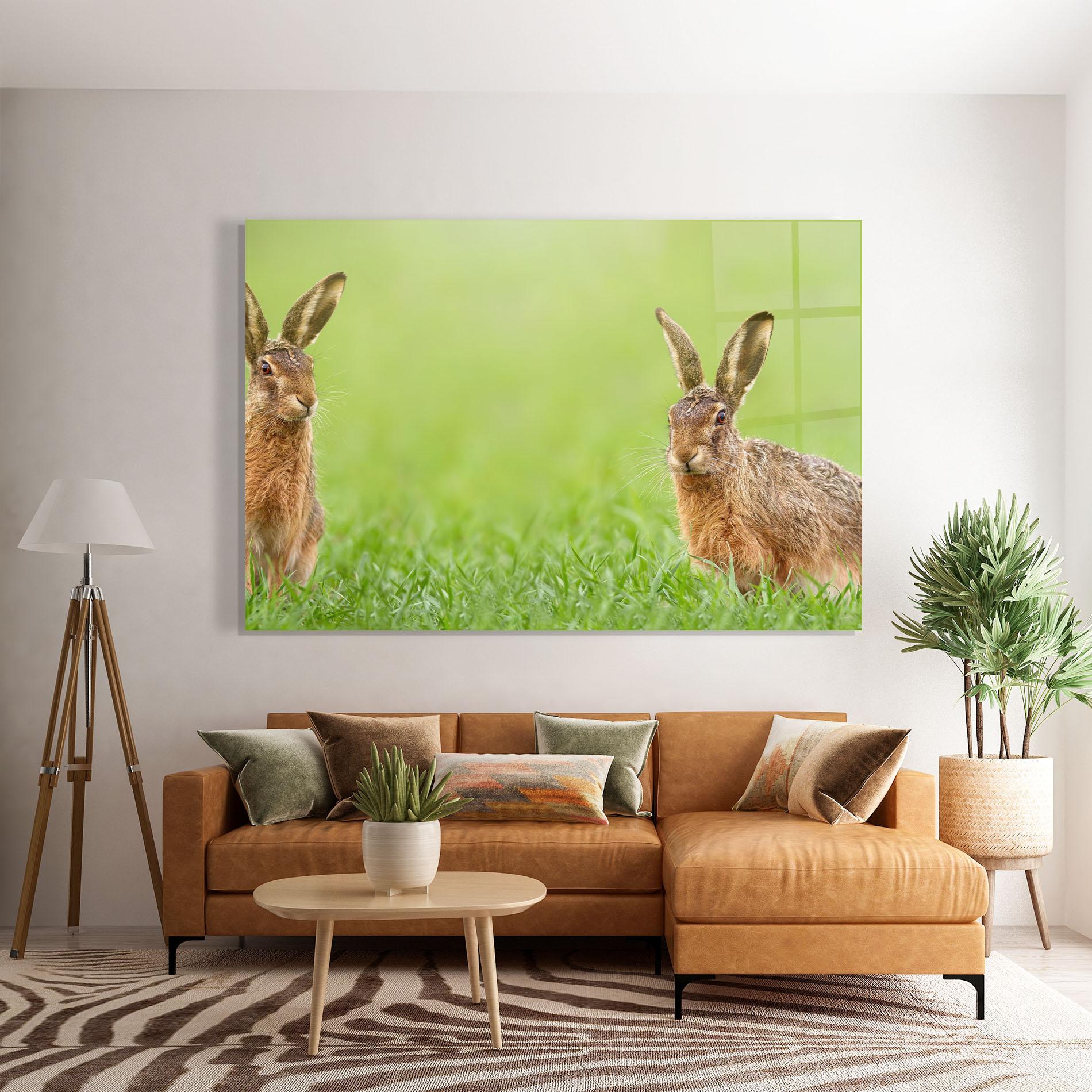Glasbild Brown Hares mockup 7