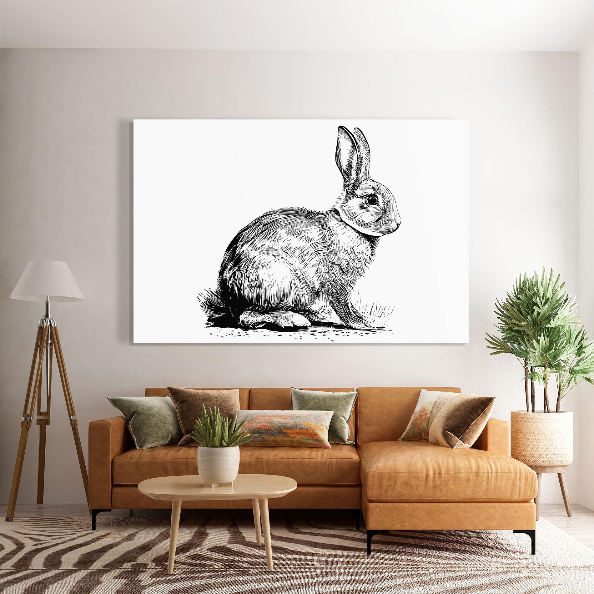 Glasbild Bunny Black Lines mockup 7