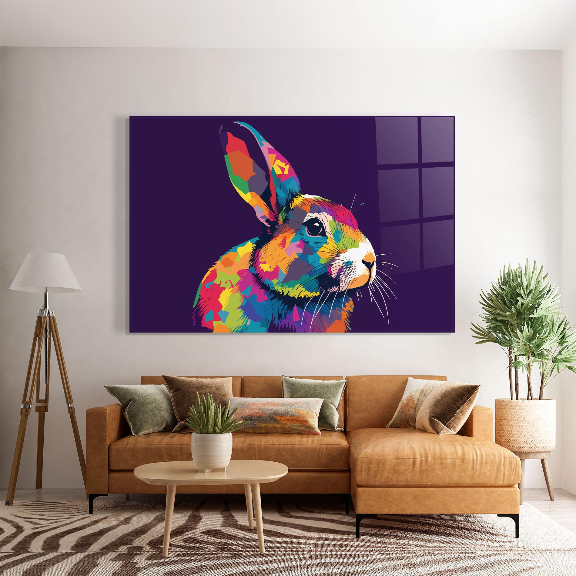 Glasbild Bunny On Purple mockup 7