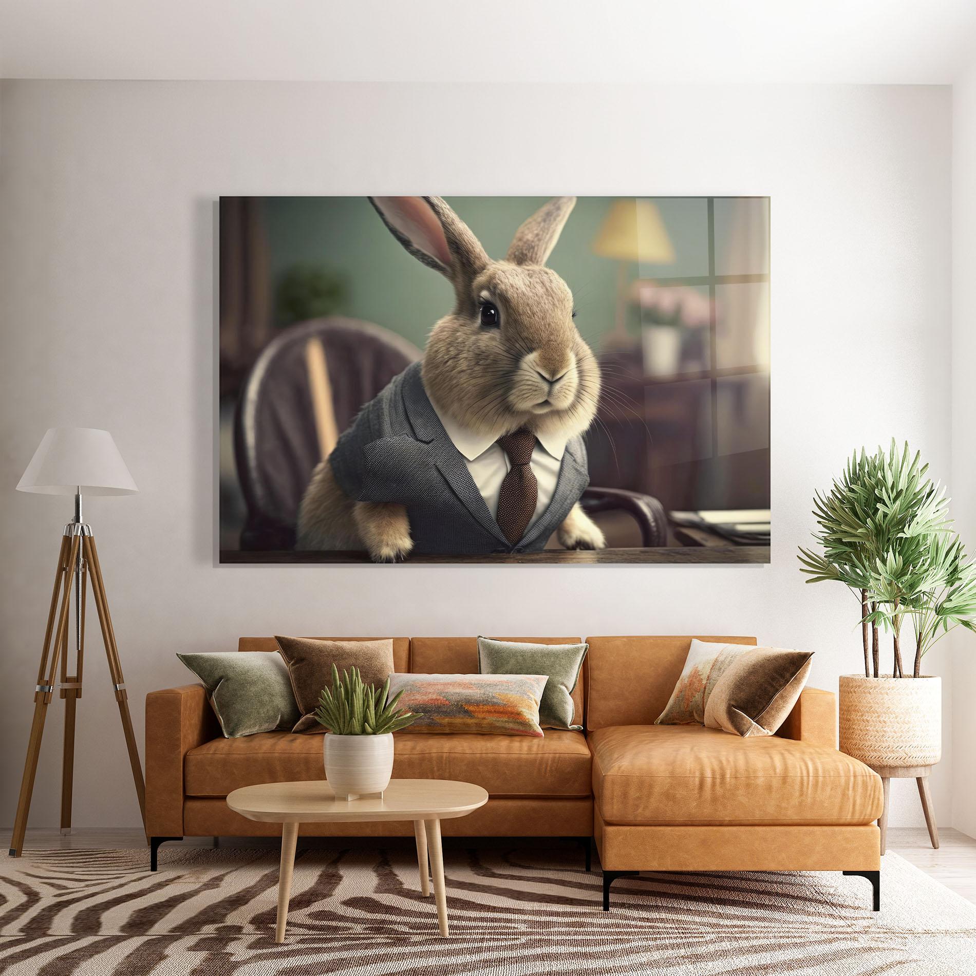 Glasbild Business Suit Bunny mockup 7