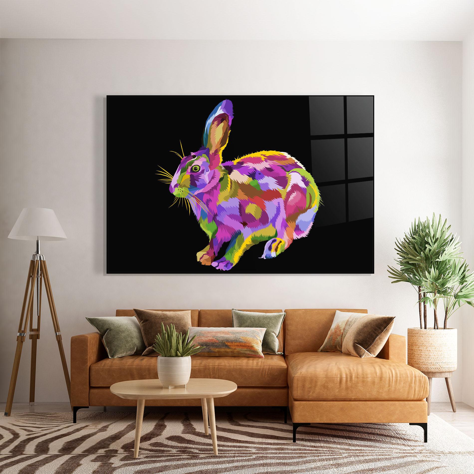 Glasbild Colorful Bunny mockup 7