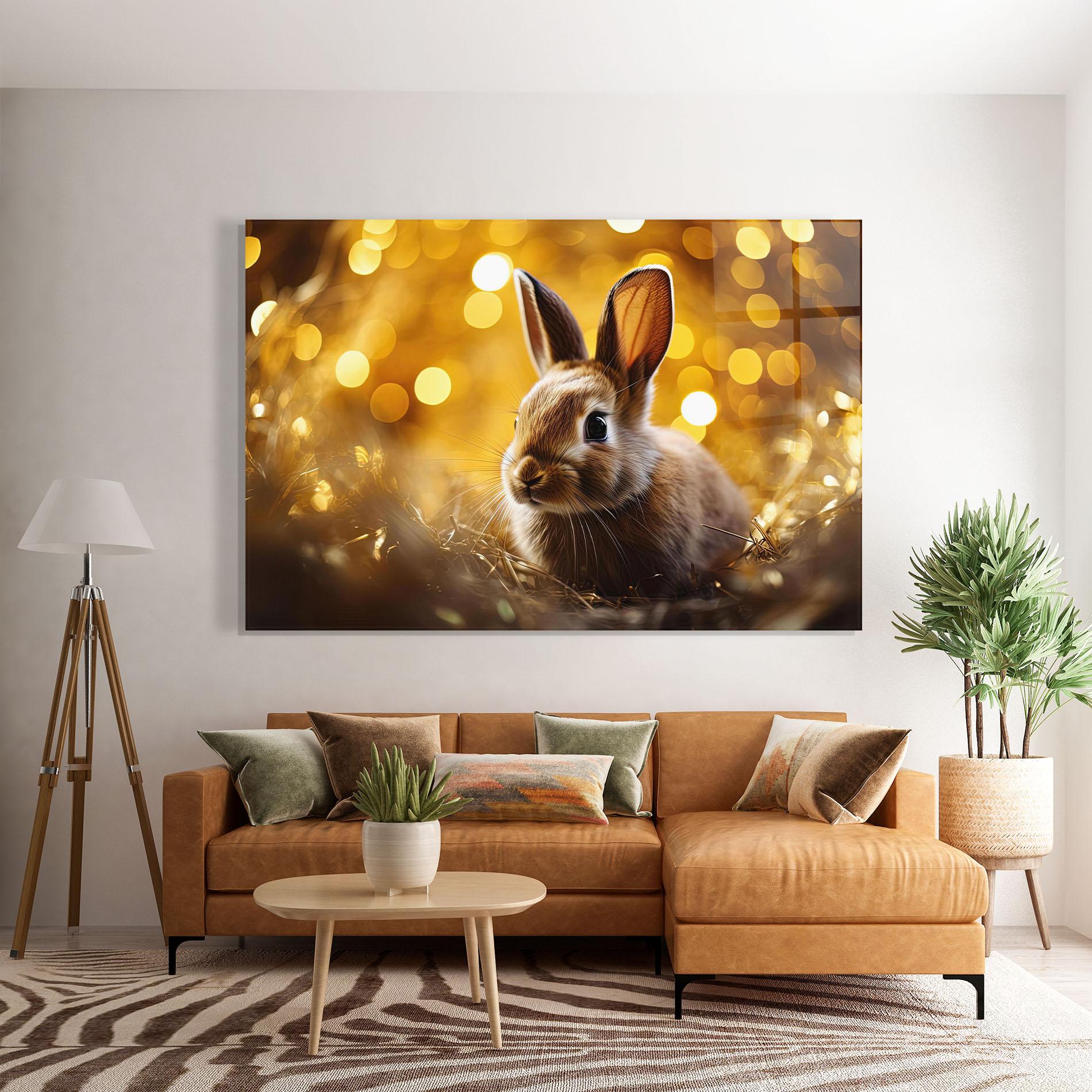 Glasbild Gold Lights Bunny mockup 7