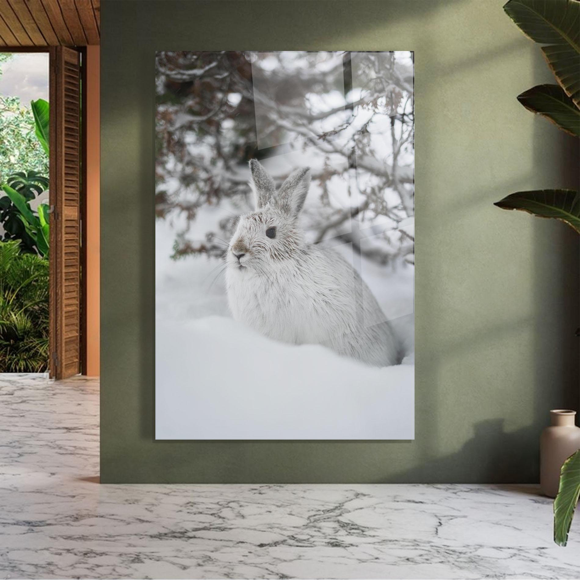 Glasbild Bunny In Snow mockup 7