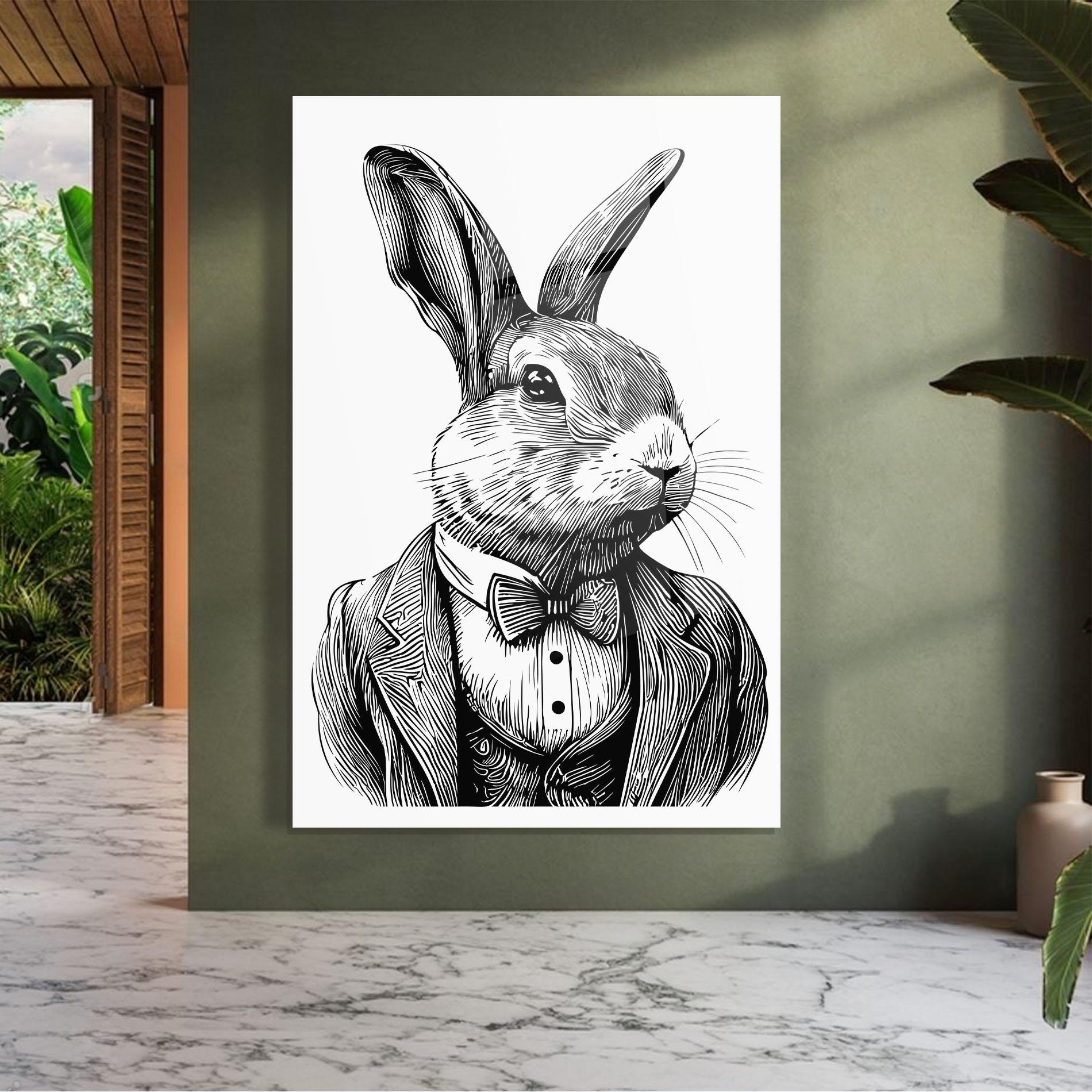 Glasbild Bunny In Suit mockup 7